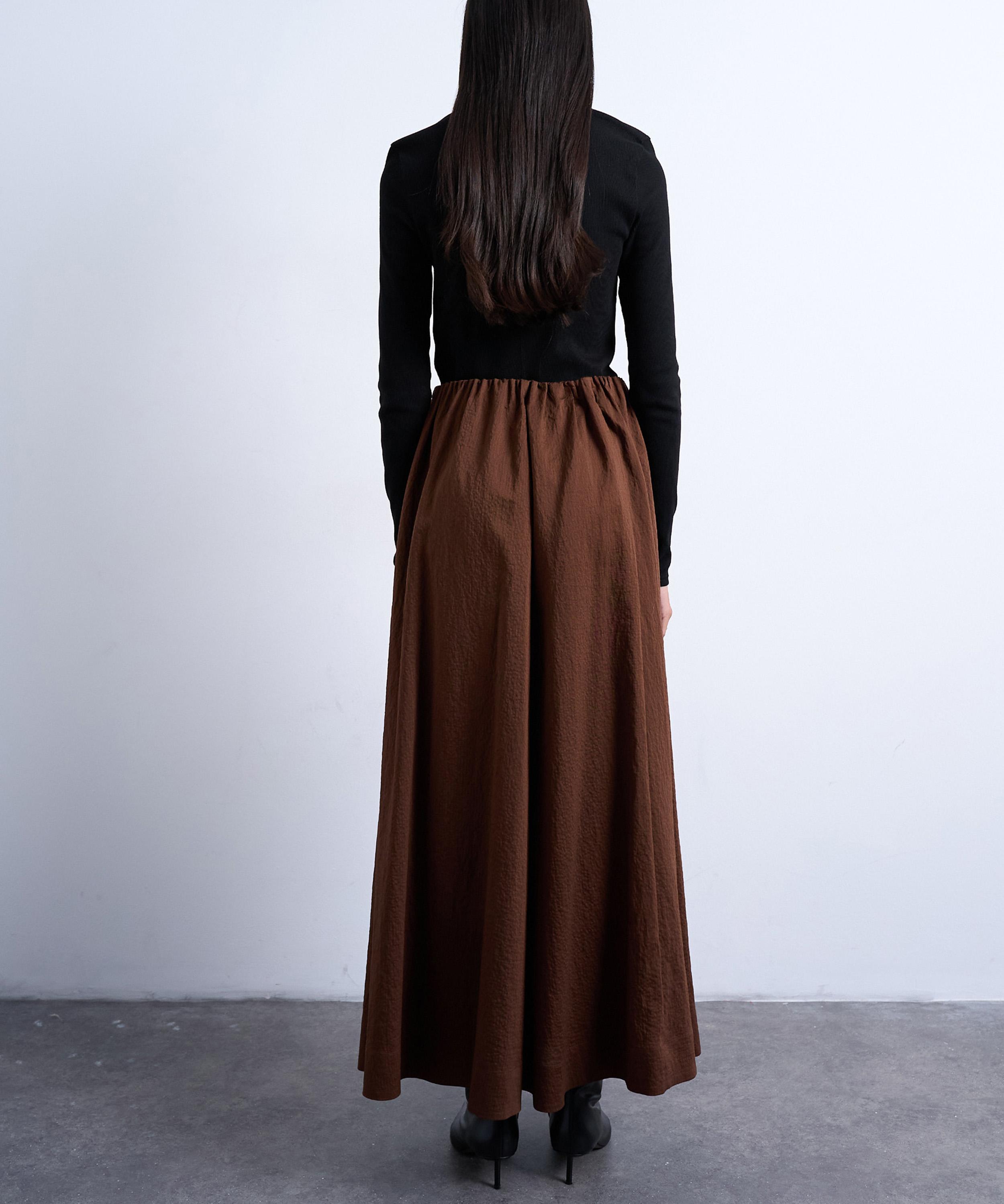 TOPSHOP - Brown Black Stripe Full Circle Maxi Skirt image number 1