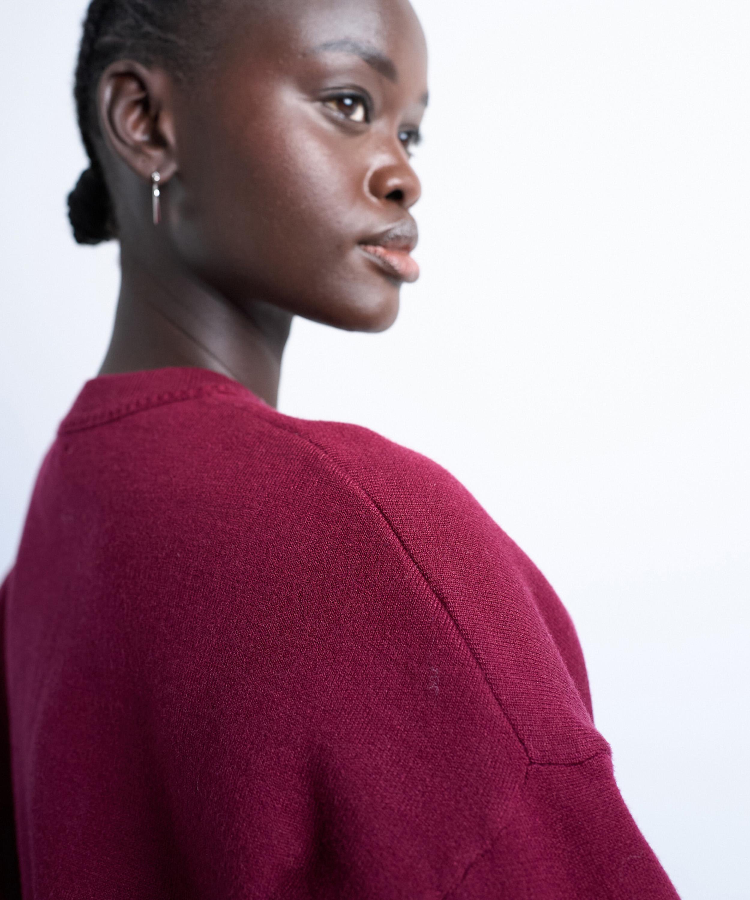 TOPSHOP - Burgundy Knitted Clean Cinch Waist Jumper image number 1