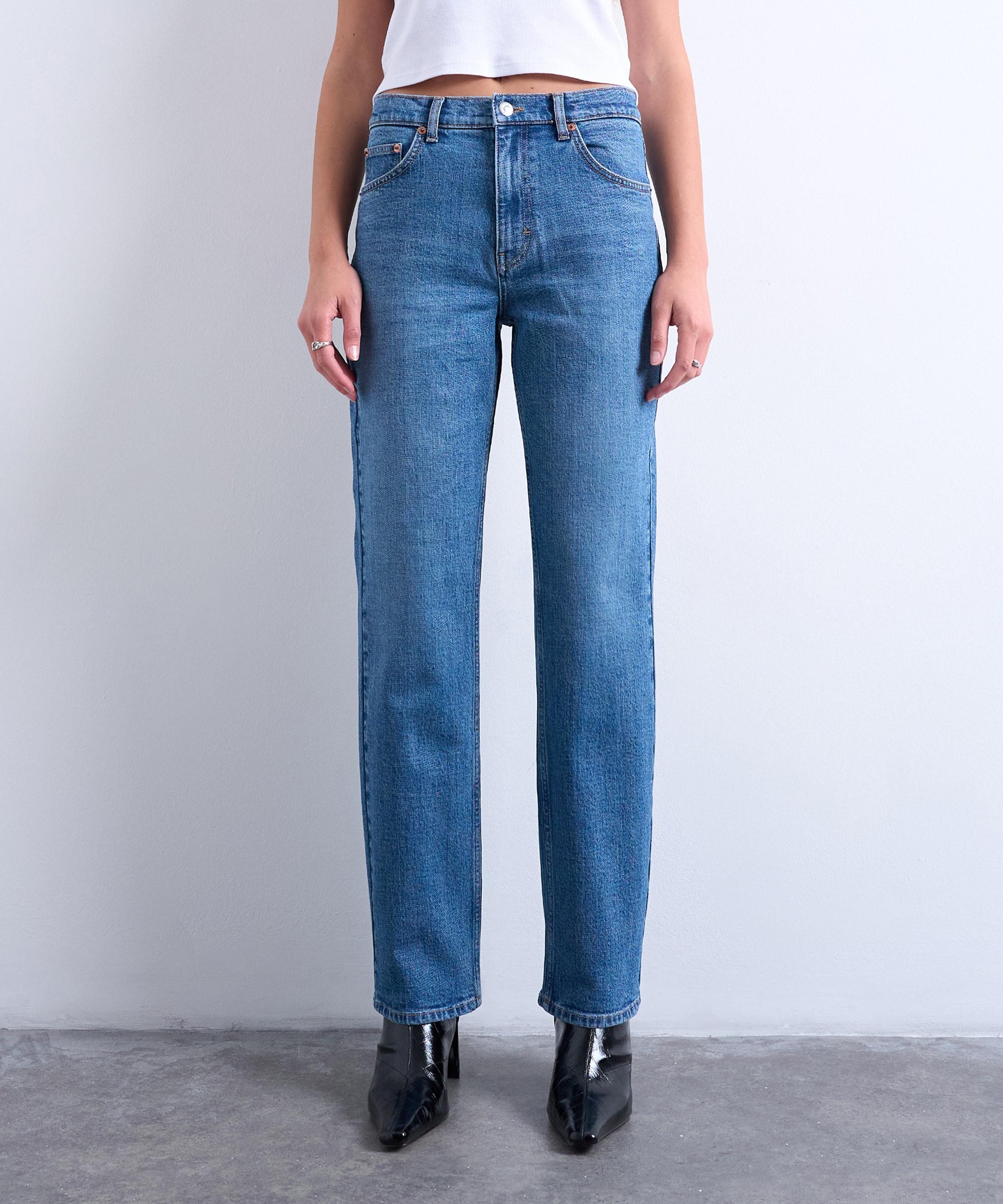 TOPSHOP - Orson Mid-Rise Comfort Straight Jeans in Vintage Blue