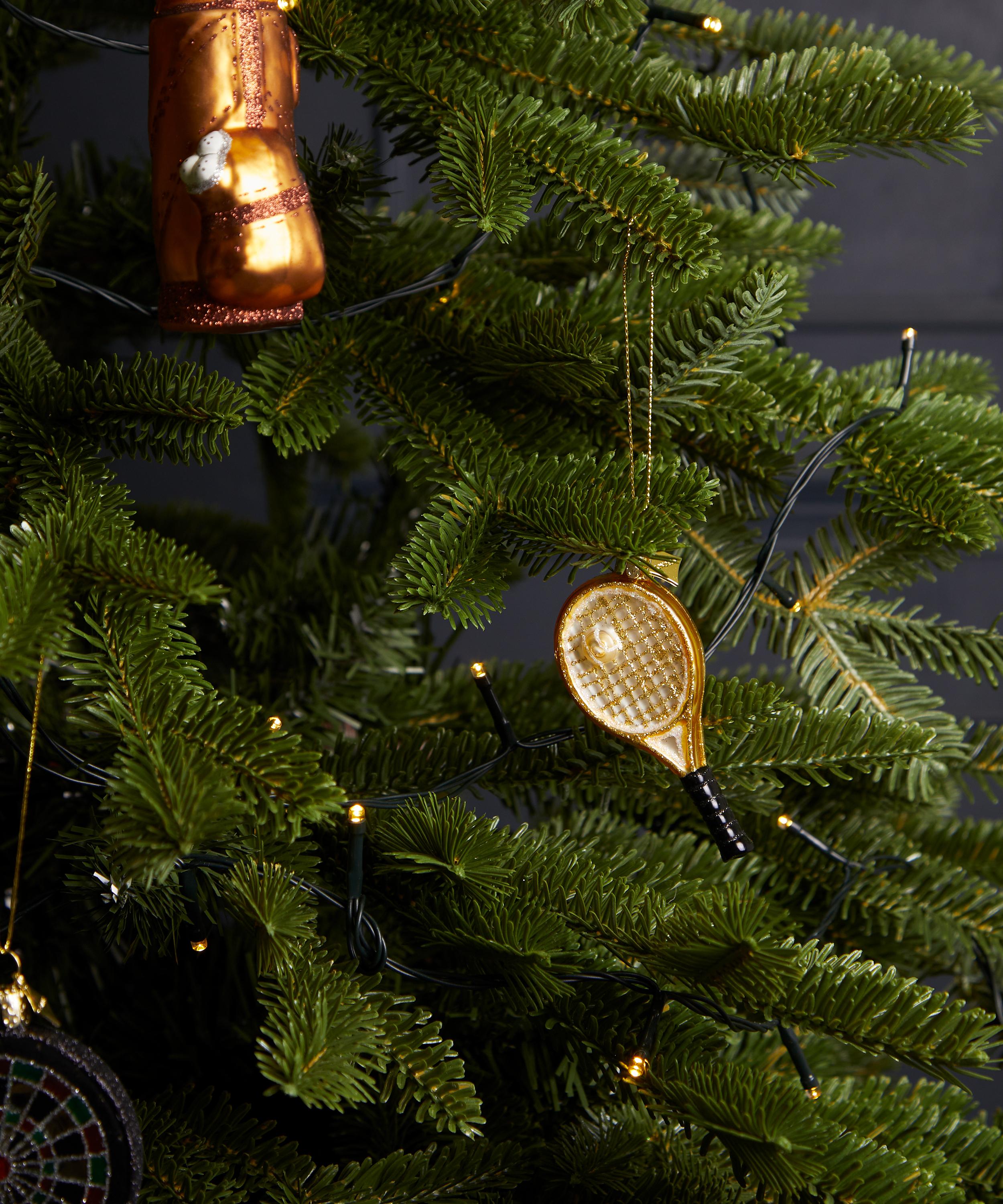 Christmas - Glass Gold Tennis Racket Ornament image number 1