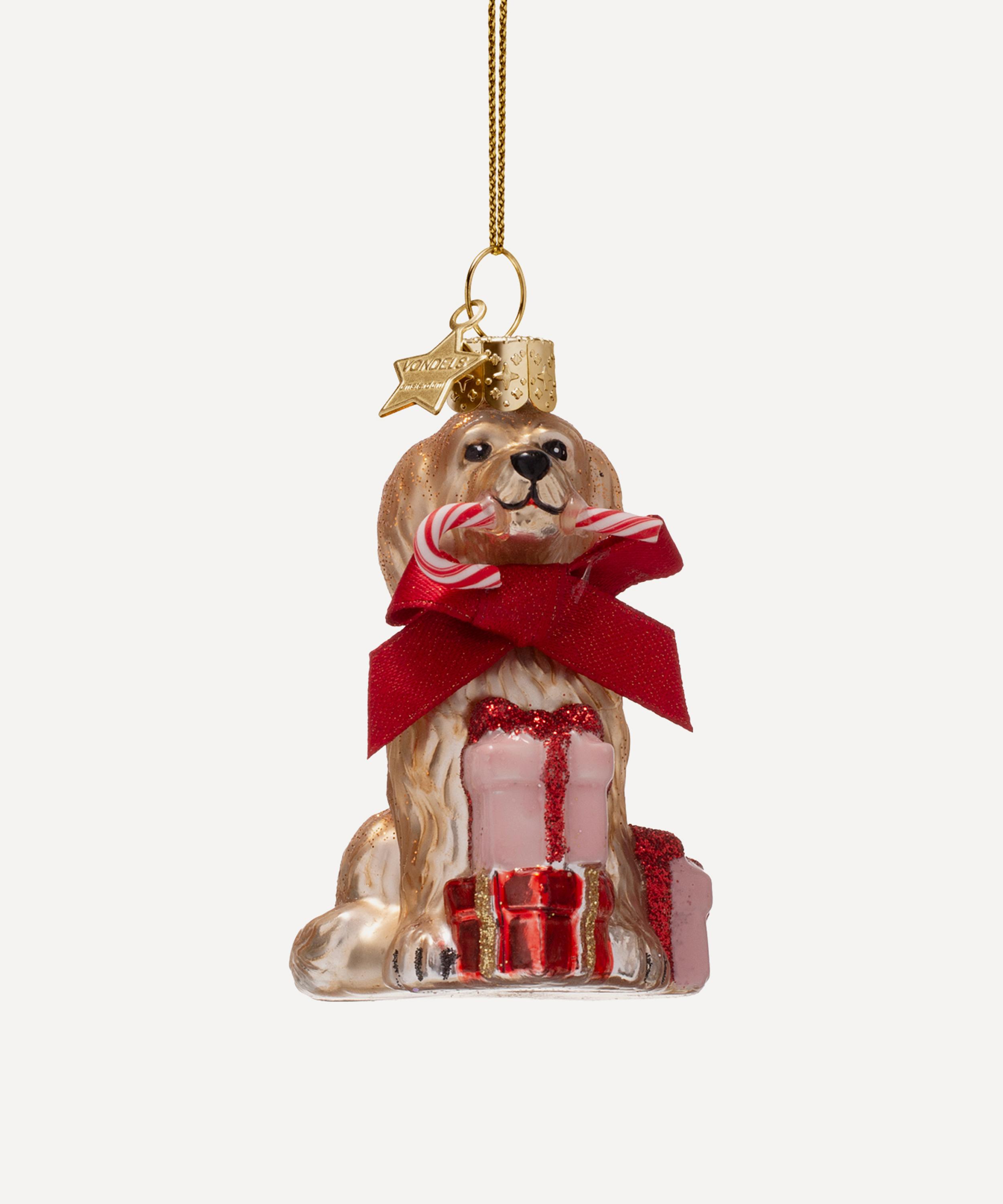 Christmas - Cockapoo Dog with Candy Cane Glass Ornament image number 0