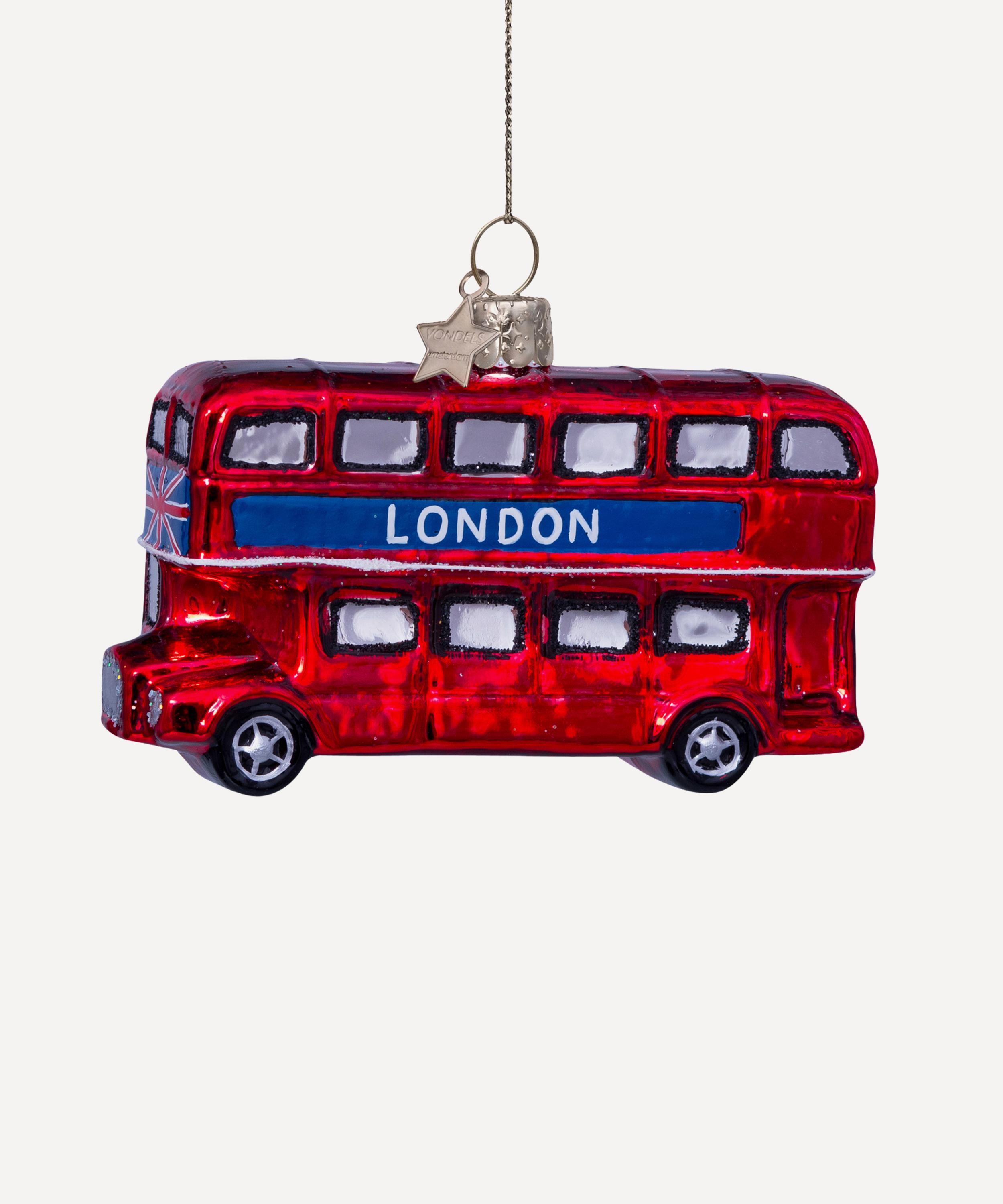 Christmas - London Bus Glass Ornament image number 0