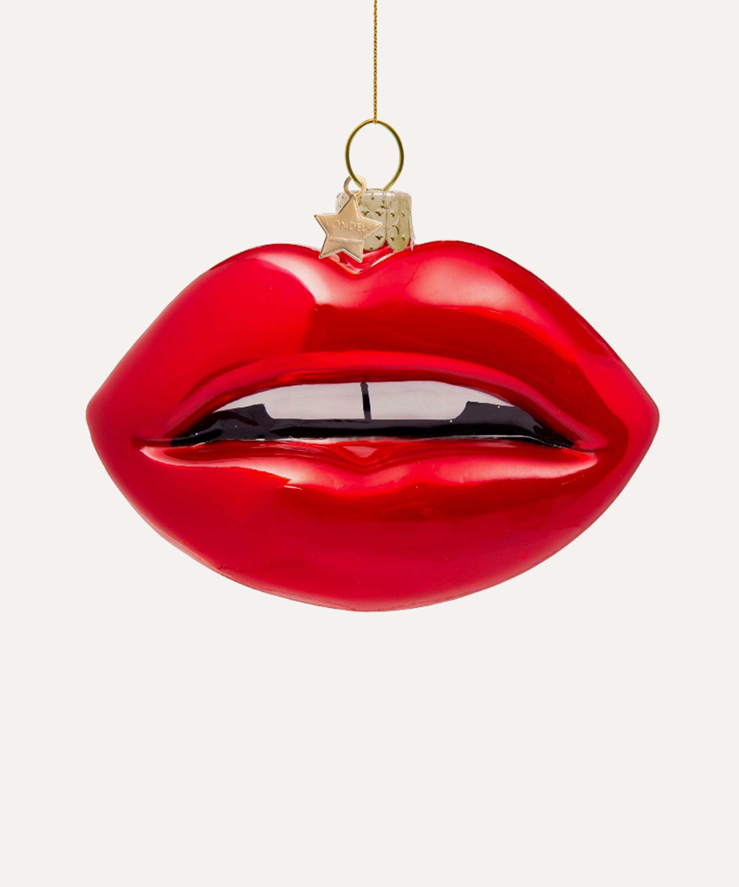 Christmas - Red Lips Glass Ornament image number 0