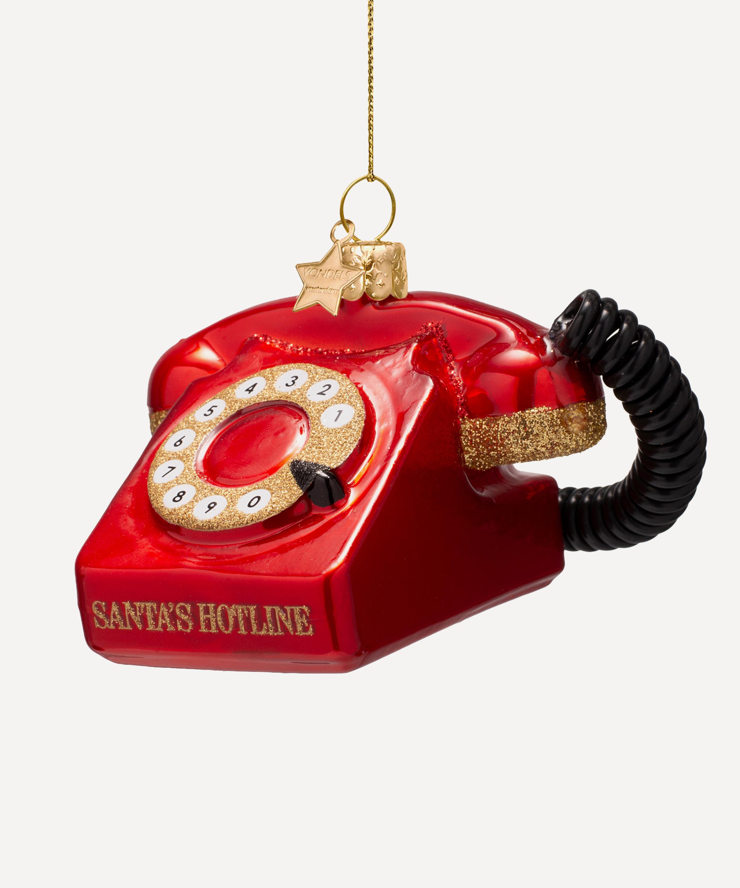 Christmas - Red Vintage Telephone Glass Ornament image number 0