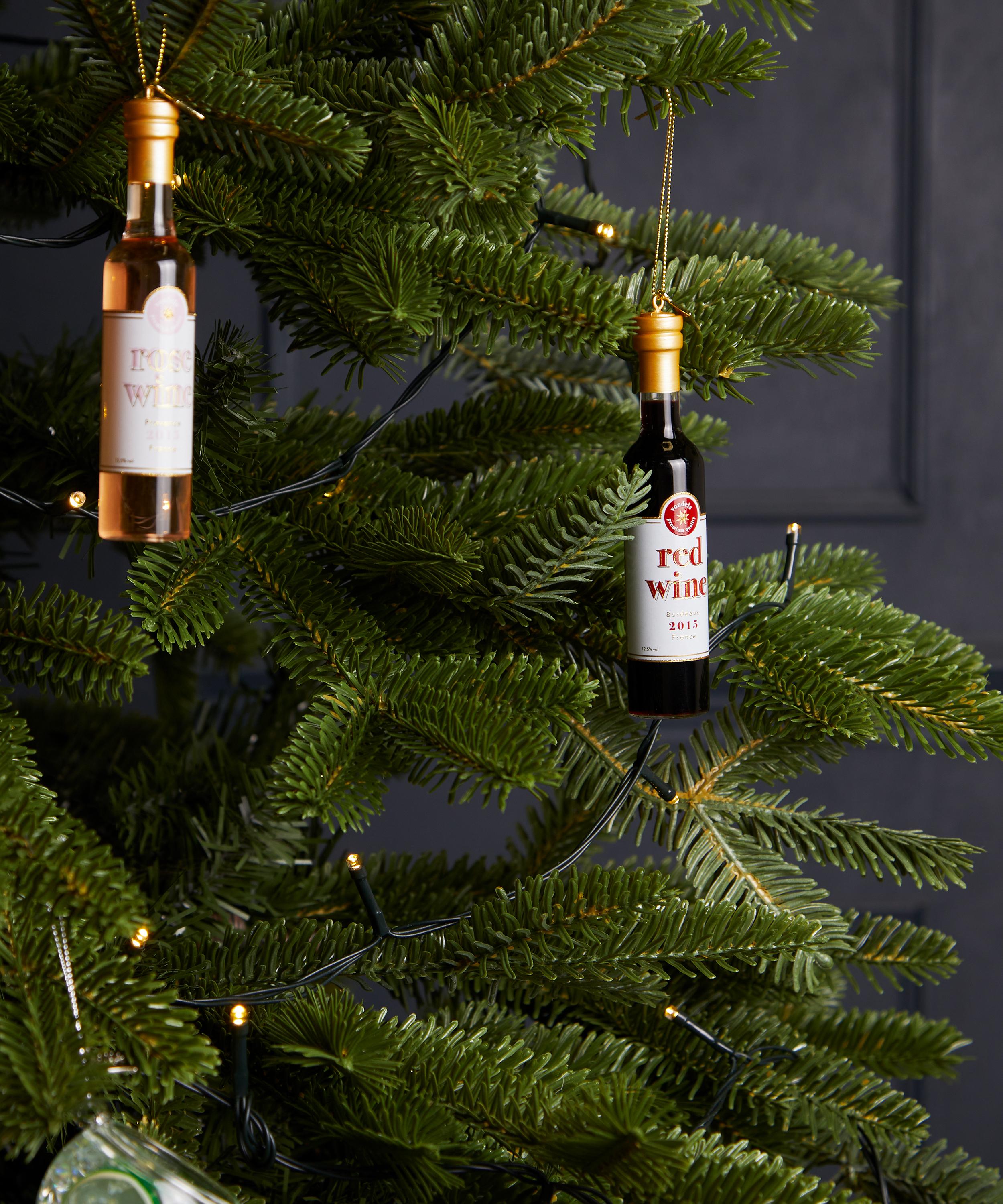Christmas - Glass Red Wine Bottle Ornament image number 1