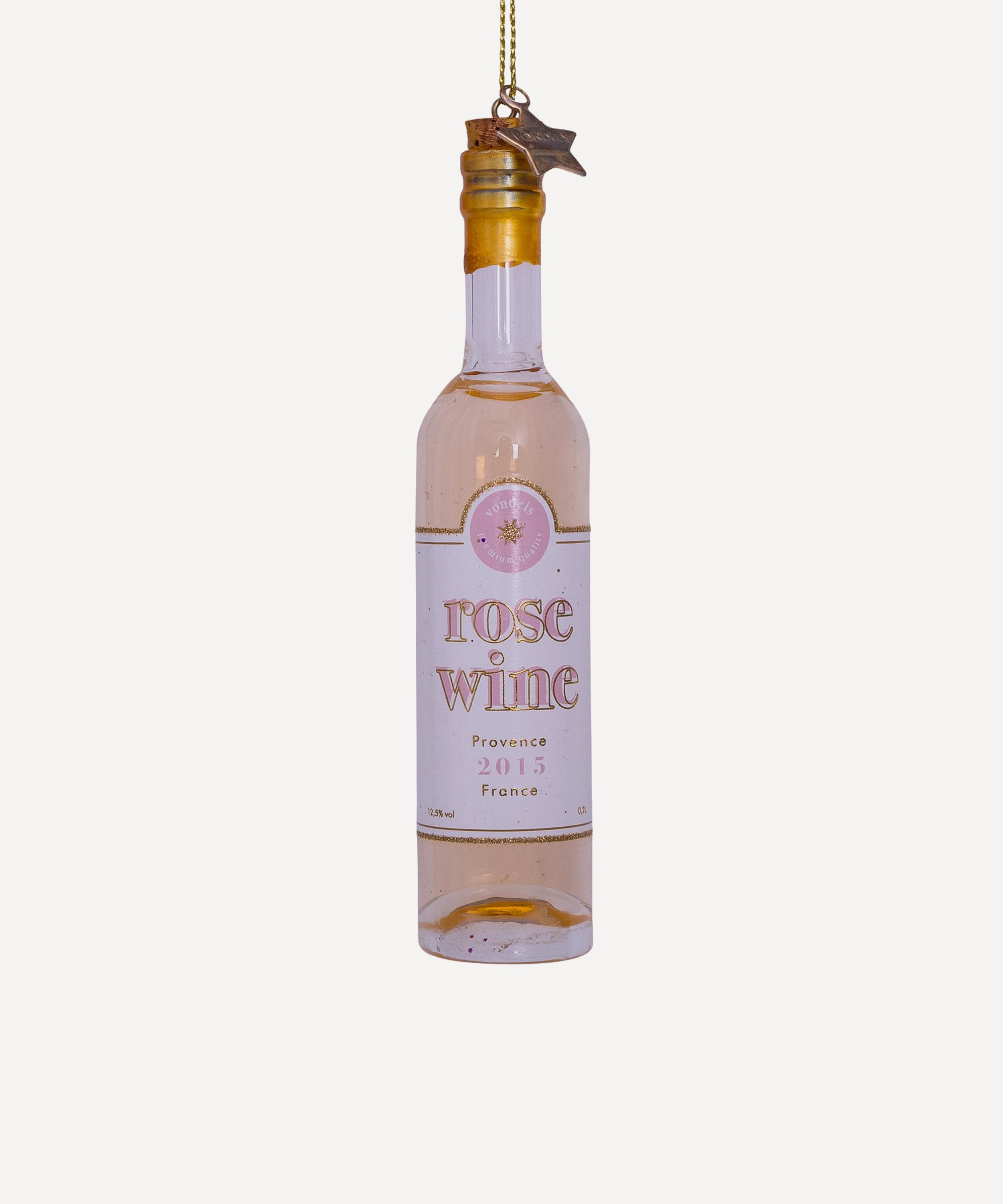 Christmas - Glass Ros&eacute; Wine Bottle Ornament image number 0