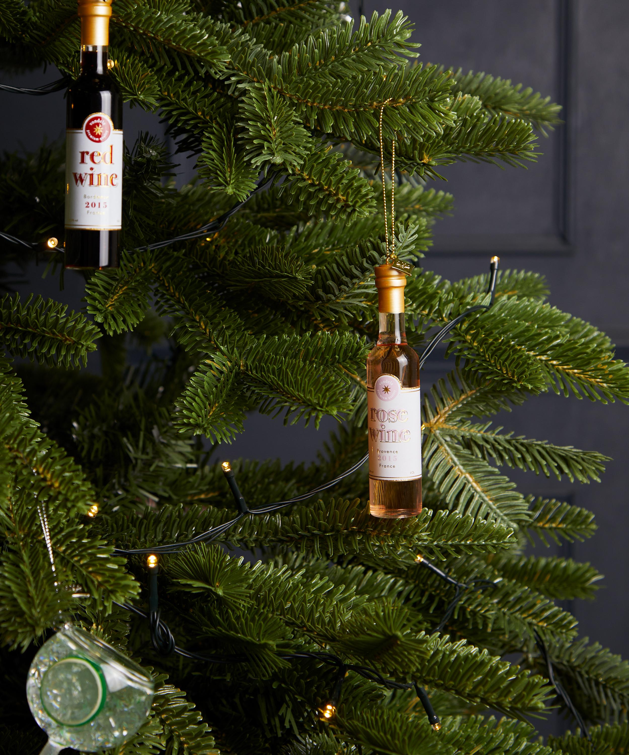 Christmas - Glass Ros&eacute; Wine Bottle Ornament image number 1