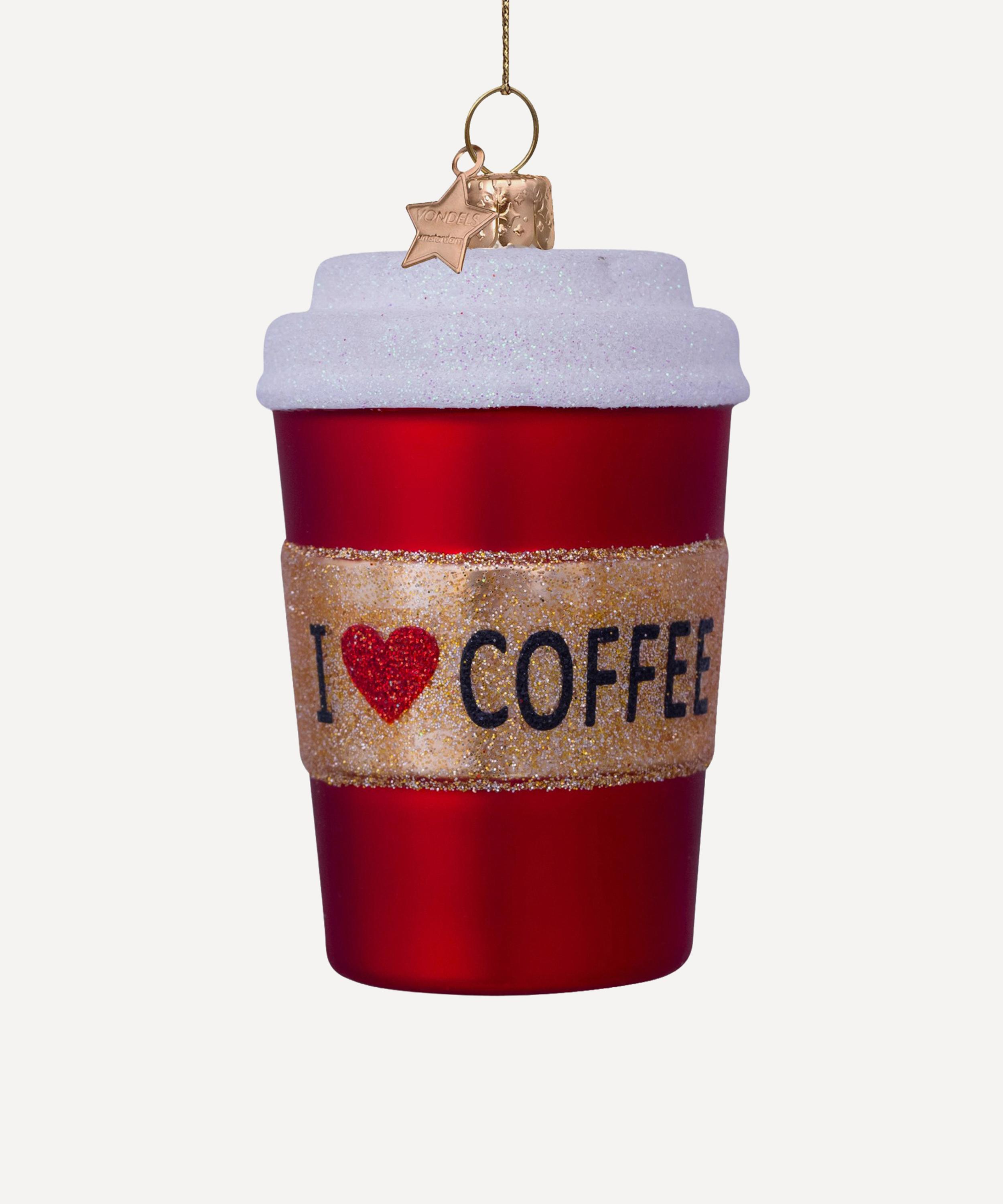 Christmas - Red Coffee Cup Glass Ornament image number 0