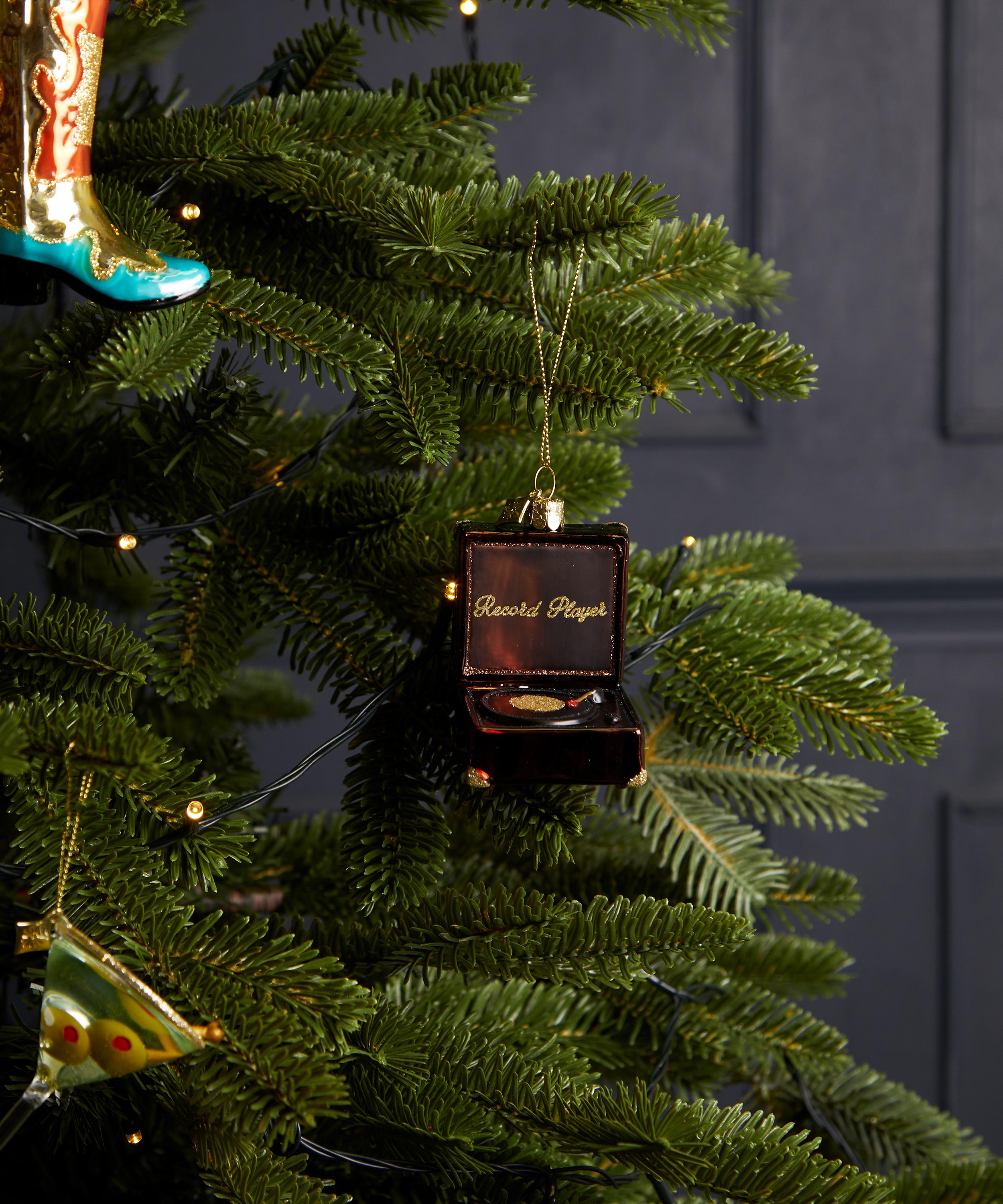 Christmas - Glass Record Player Ornament image number 1