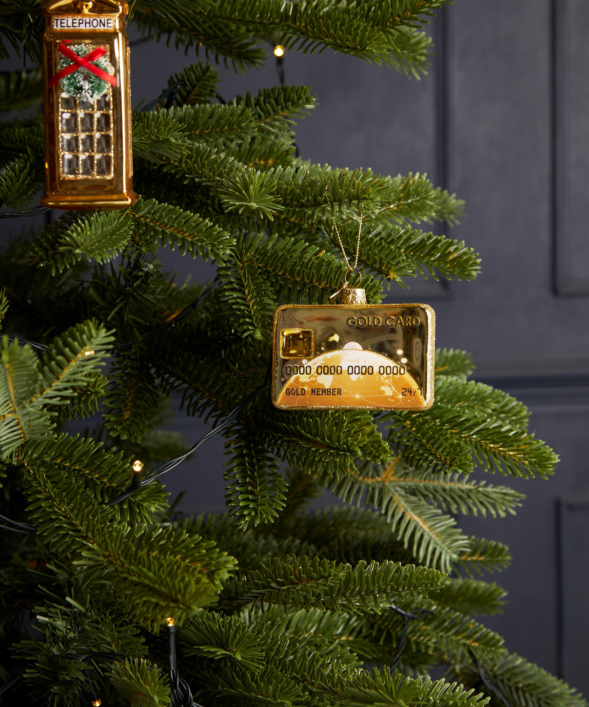 Christmas - Glass Gold Credit Card Ornament image number 1