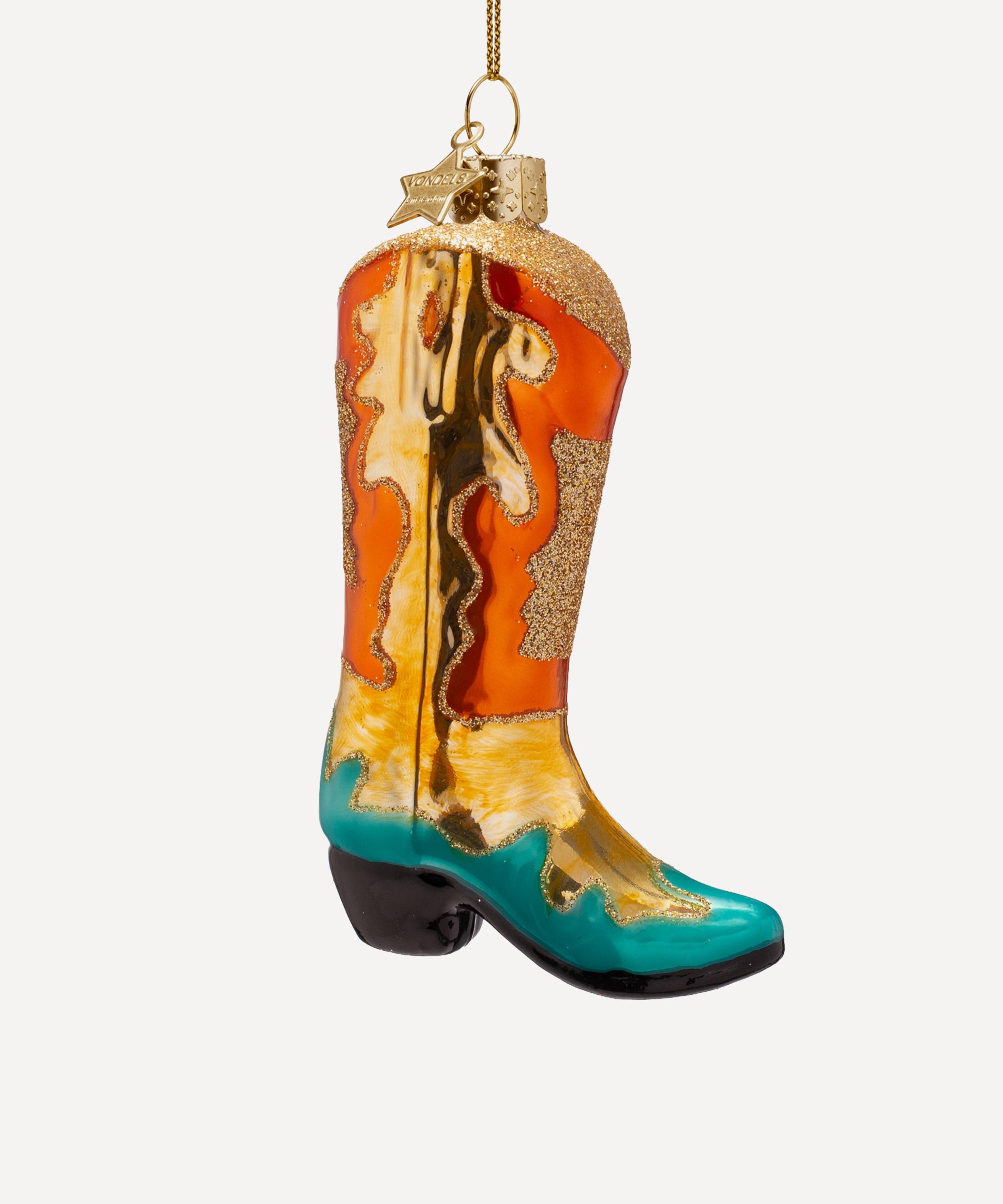 Christmas - Glass Cowboy Boot Ornament image number 0