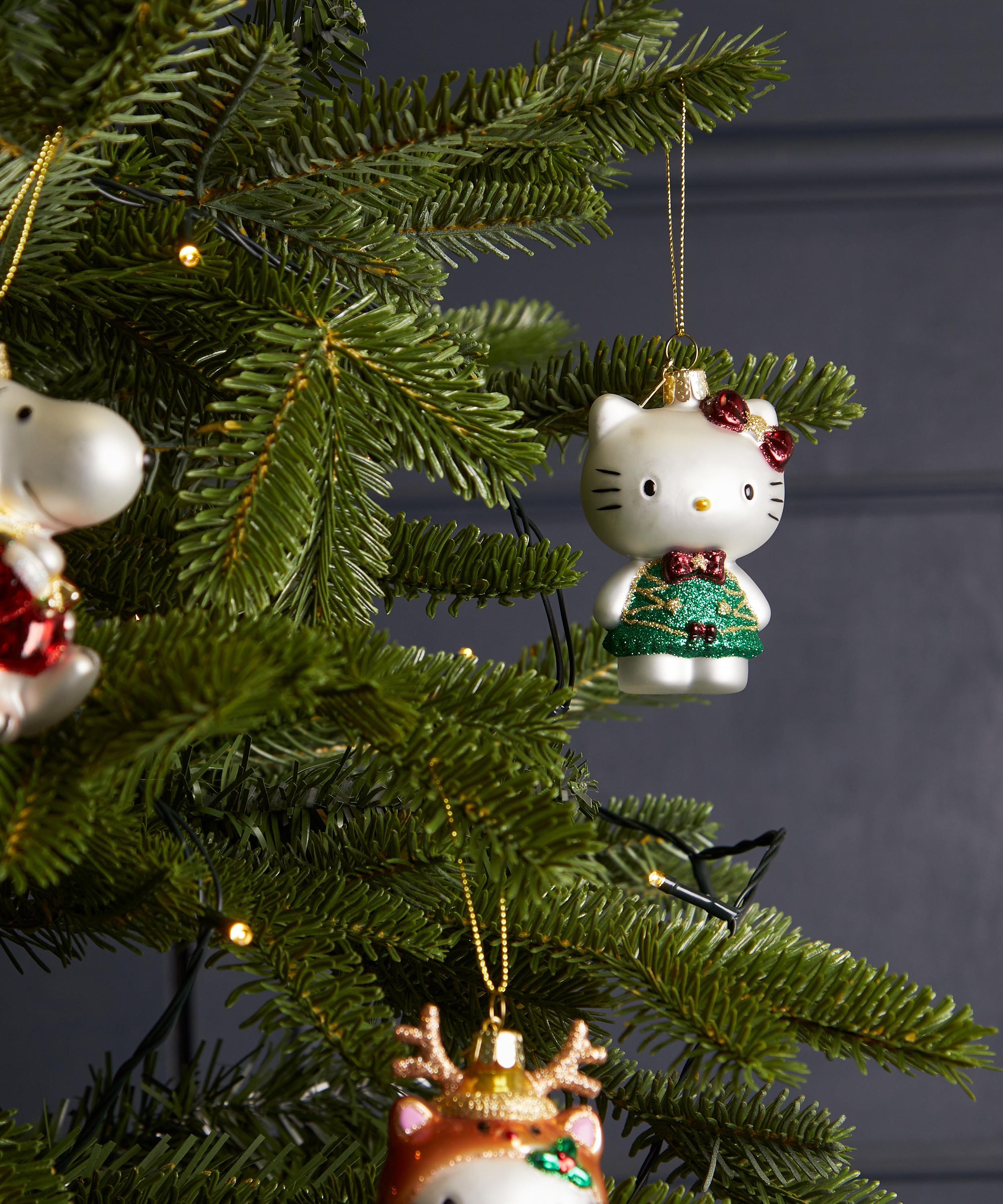Christmas - Glass Hello Kitty Christmas Tree Dress Ornament image number 1