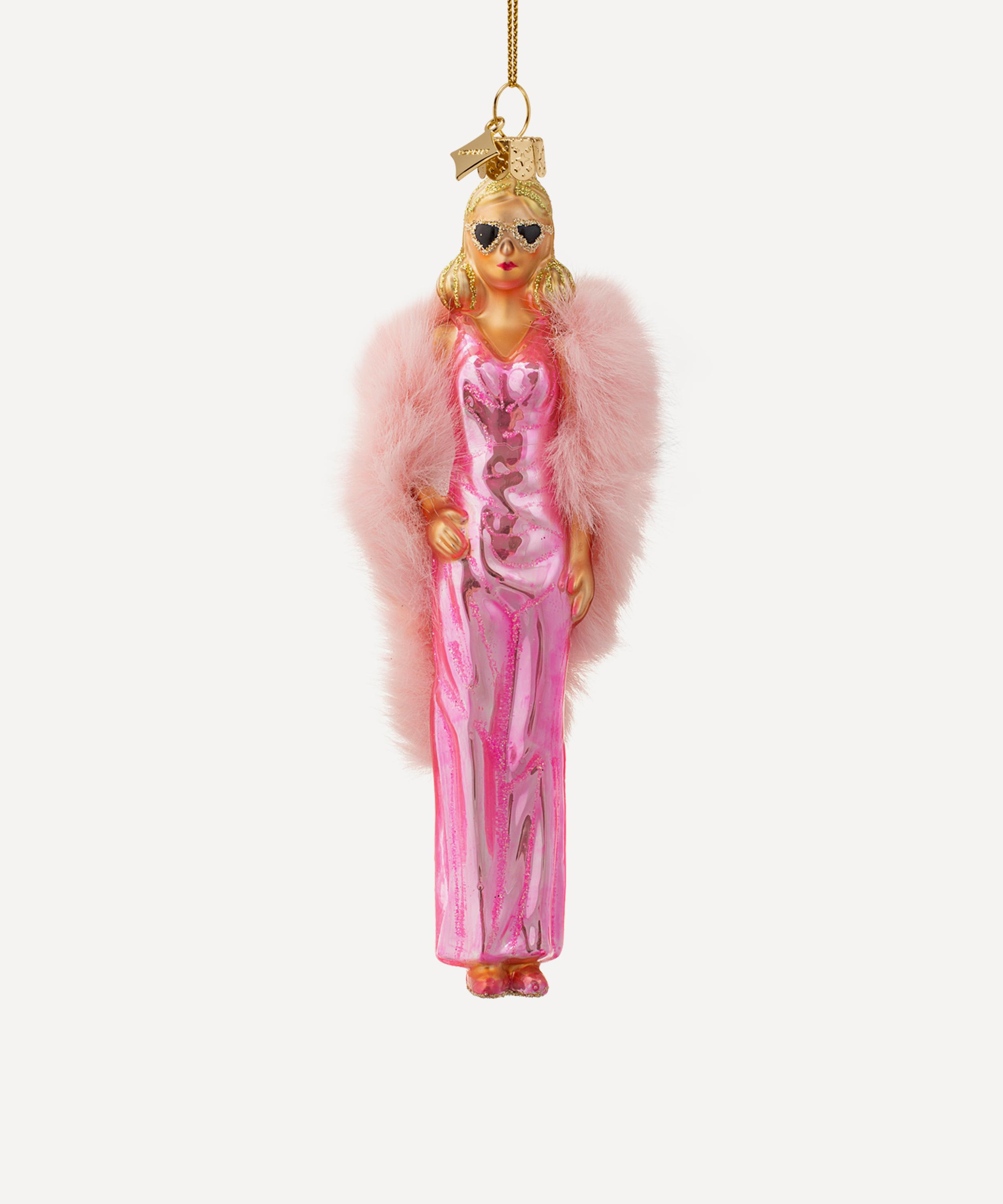 Christmas - Glass Barbie in Dress Doll Ornament image number 0