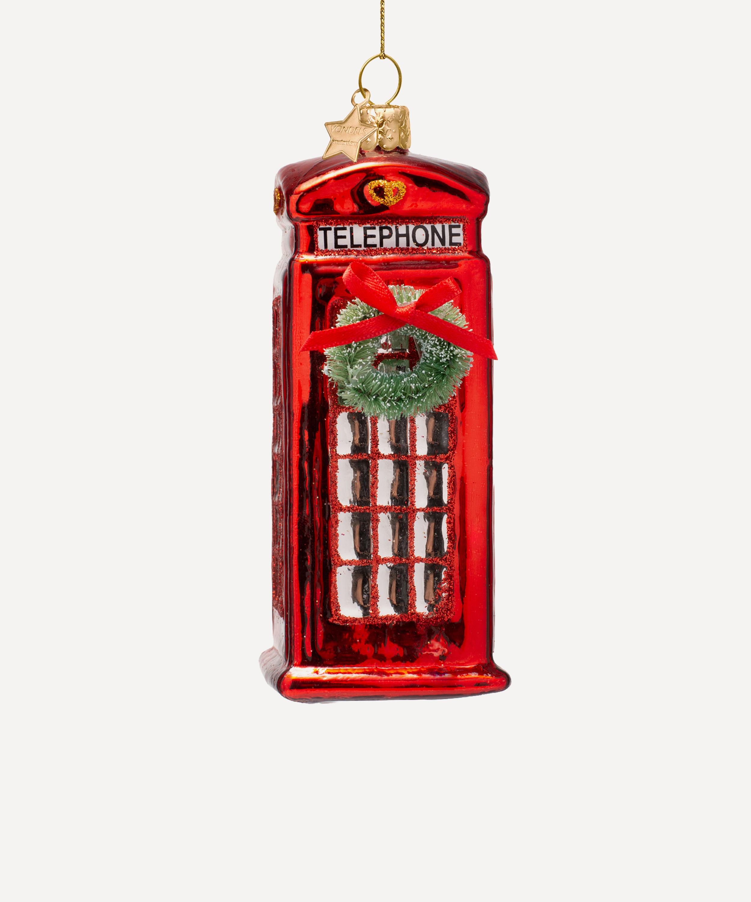 Christmas - Red Phone Box Glass Ornament image number 0