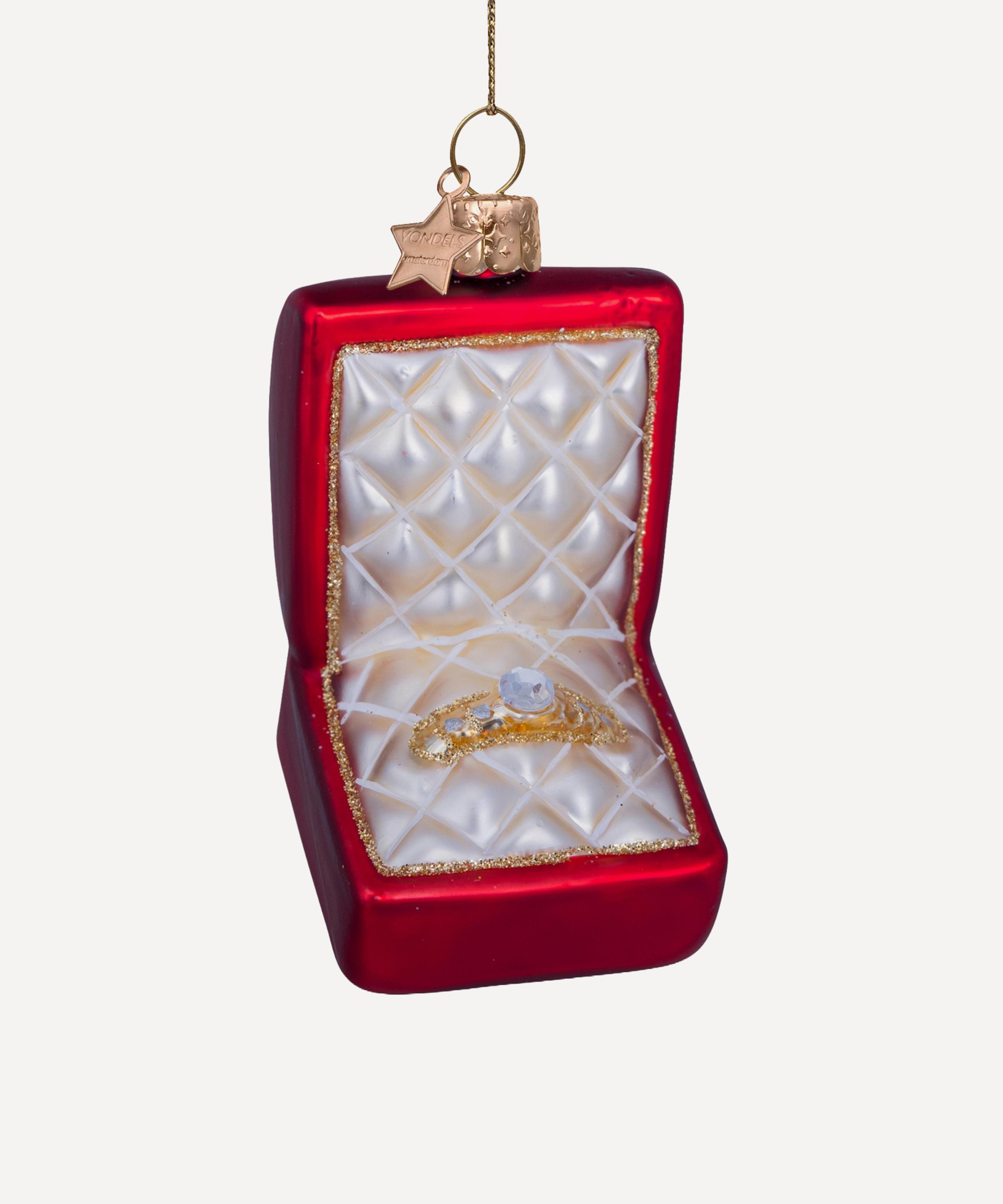 Christmas - Glass Wedding Ring Box Ornament image number 0