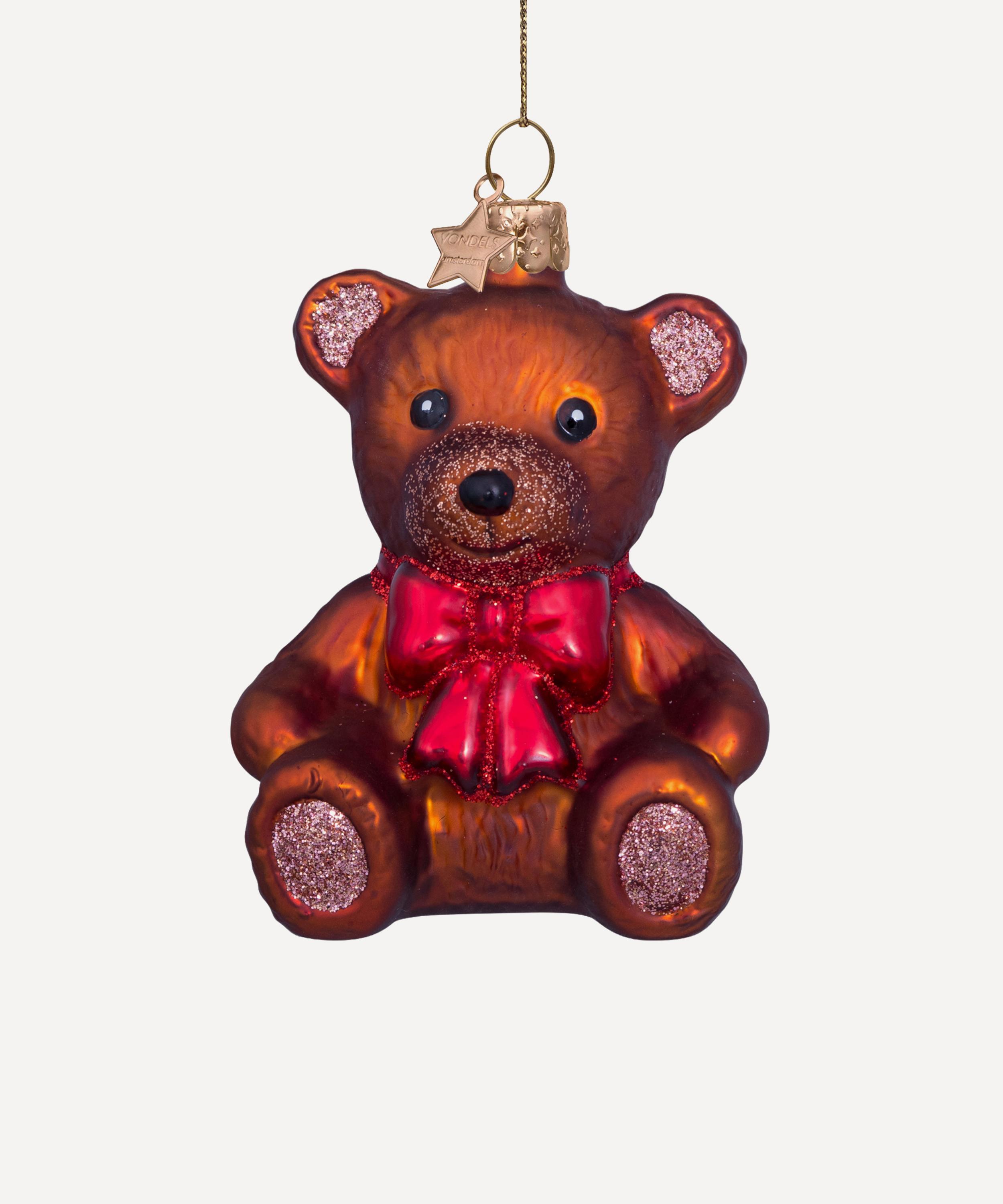 Christmas - Teddy Bear with Bow Glass Ornament image number 0