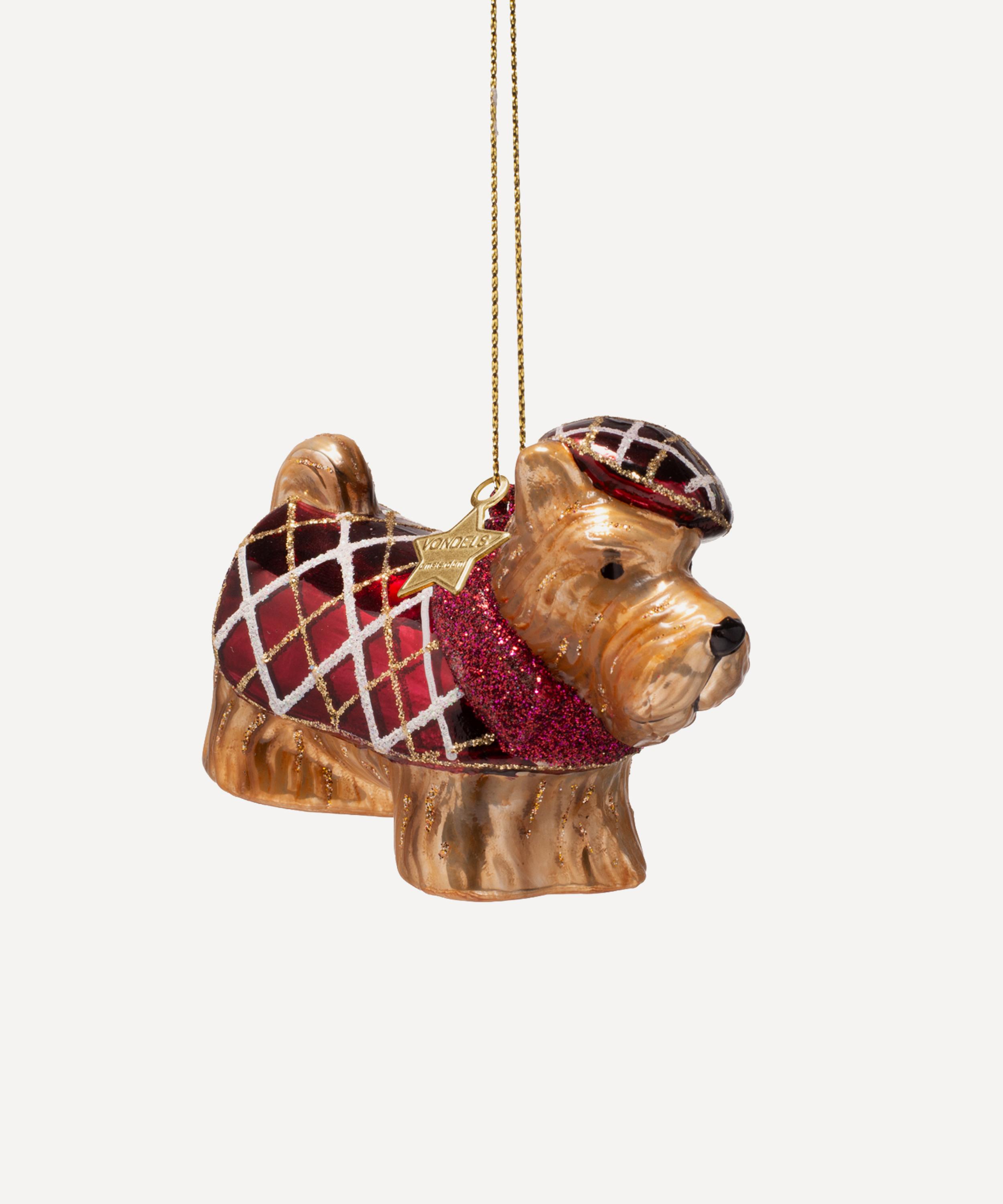 Christmas - Scottish Terrier with Tartan T-Shirt Glass Ornament image number 0