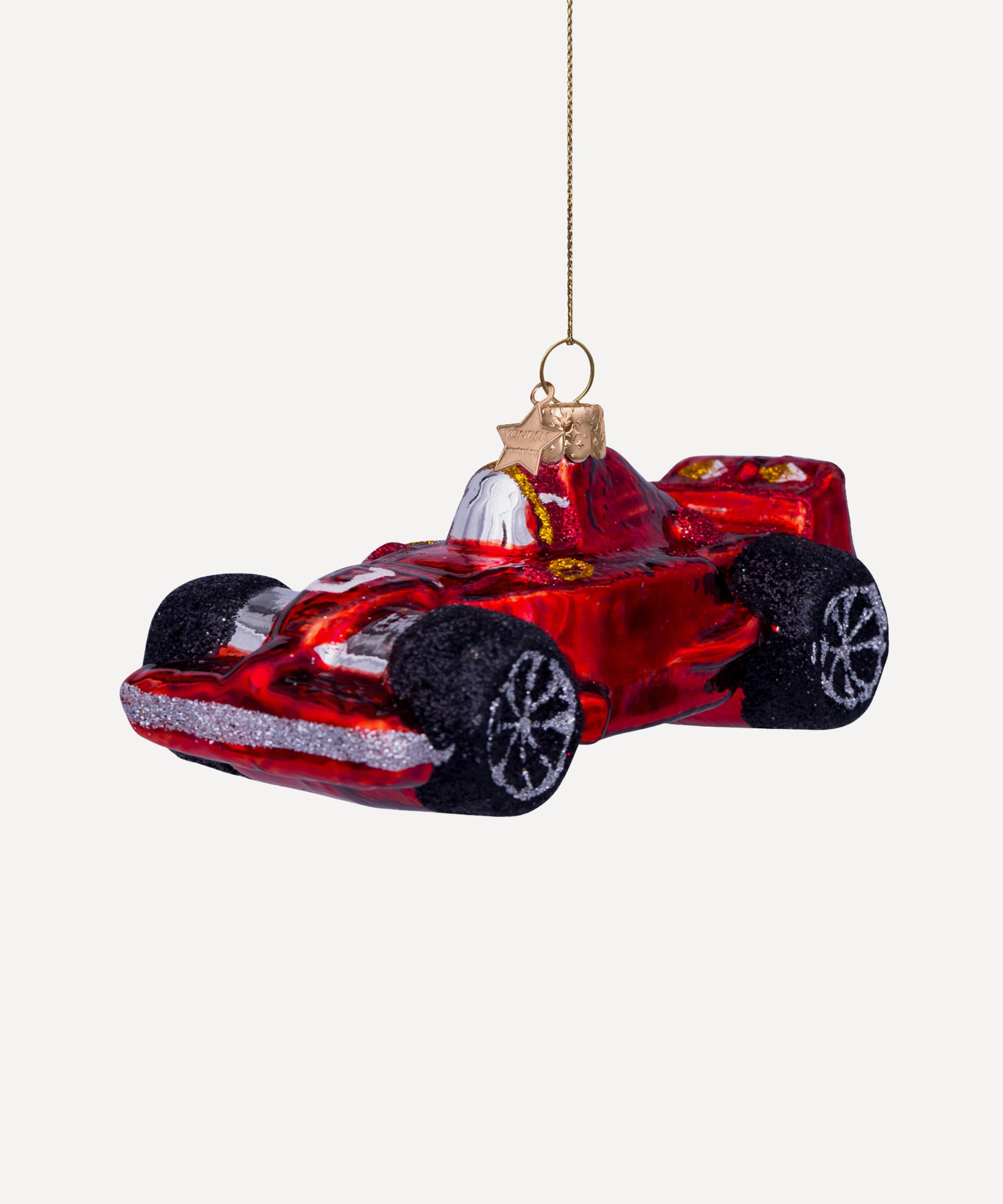 Christmas - Glass Red Racing Car Ornament image number 0