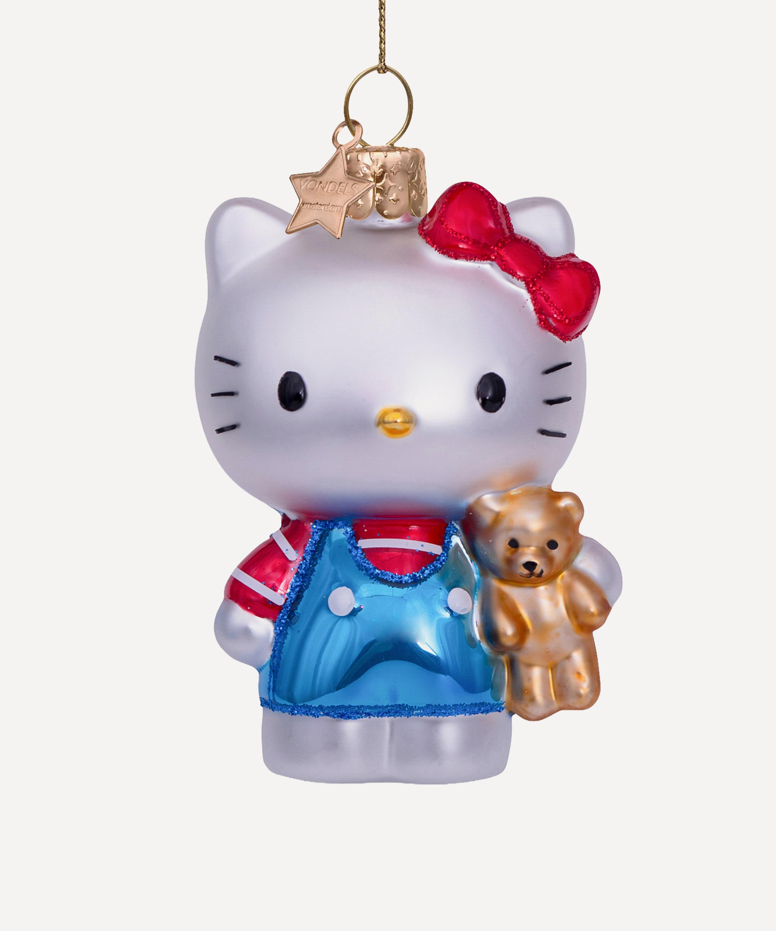 Christmas - Hello Kitty with Teddy Bear Glass Ornament image number 0