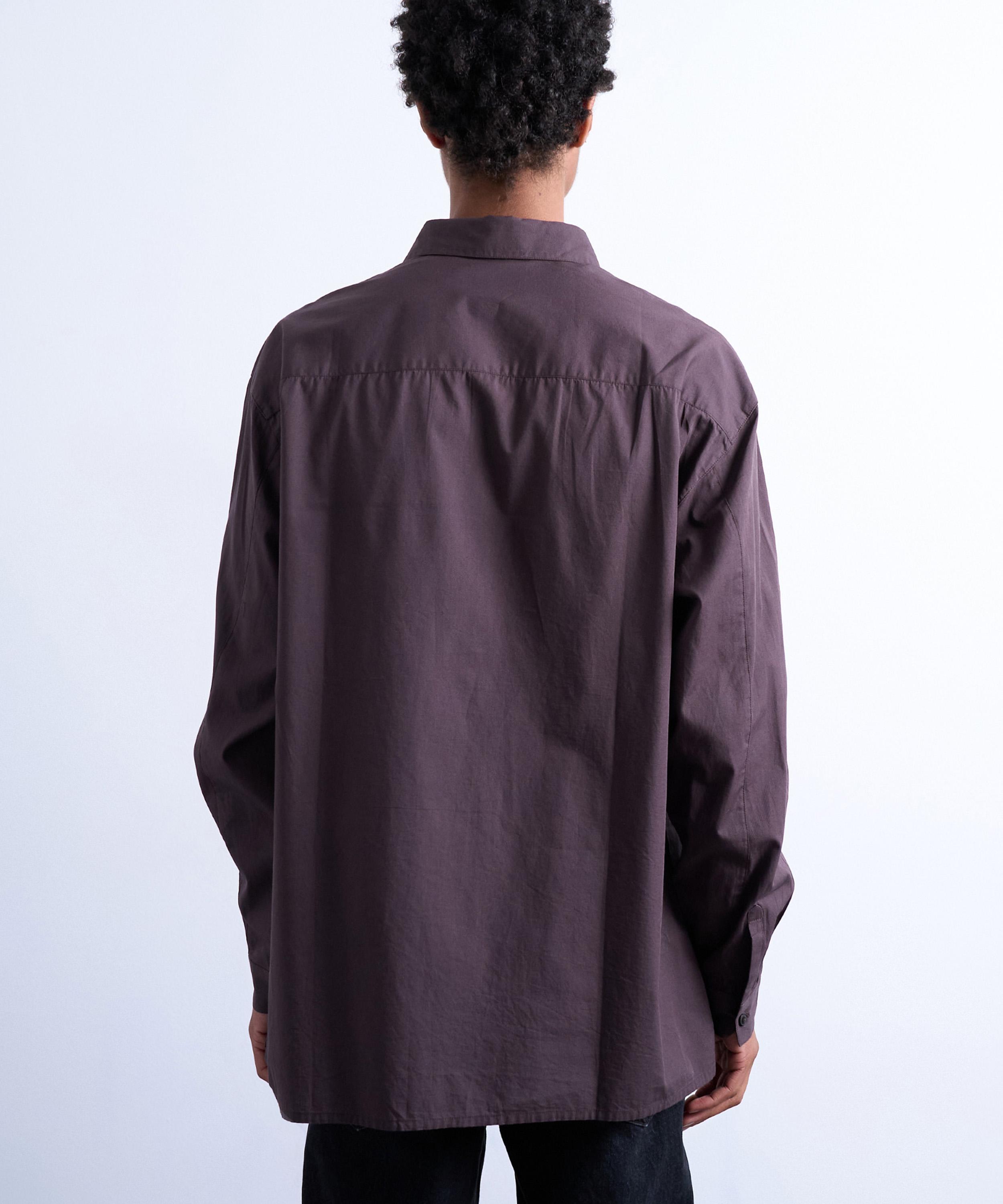 TOPMAN - Brown Oversized Floral Embroidered Poplin Shirt image number 3