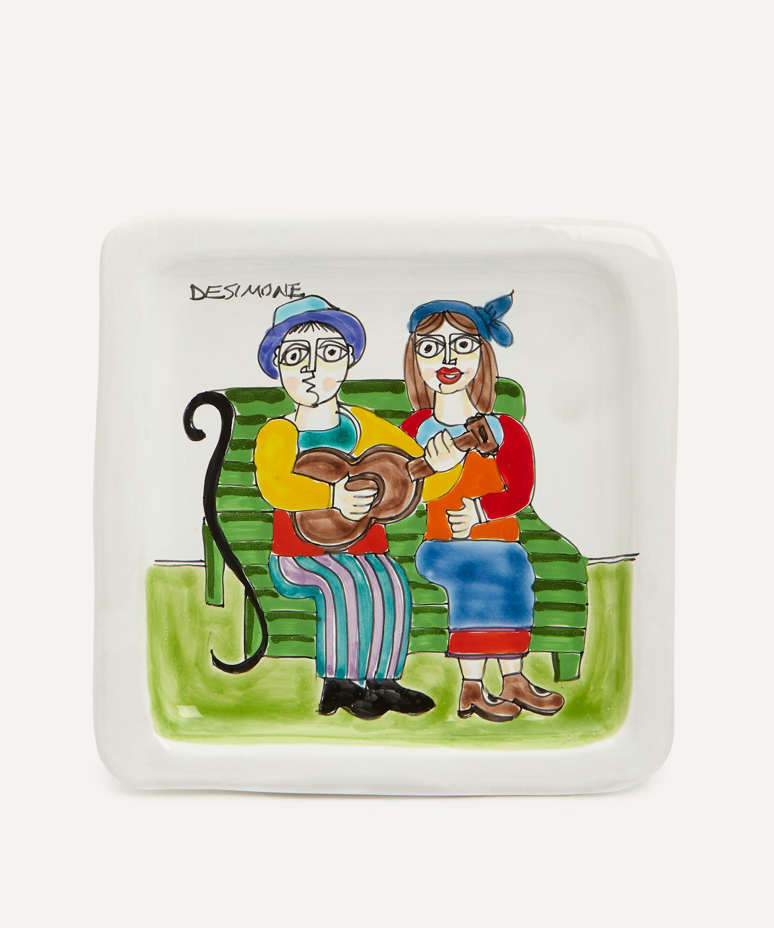 Ceramiche De Simone - Lovers on Bench Square Plate