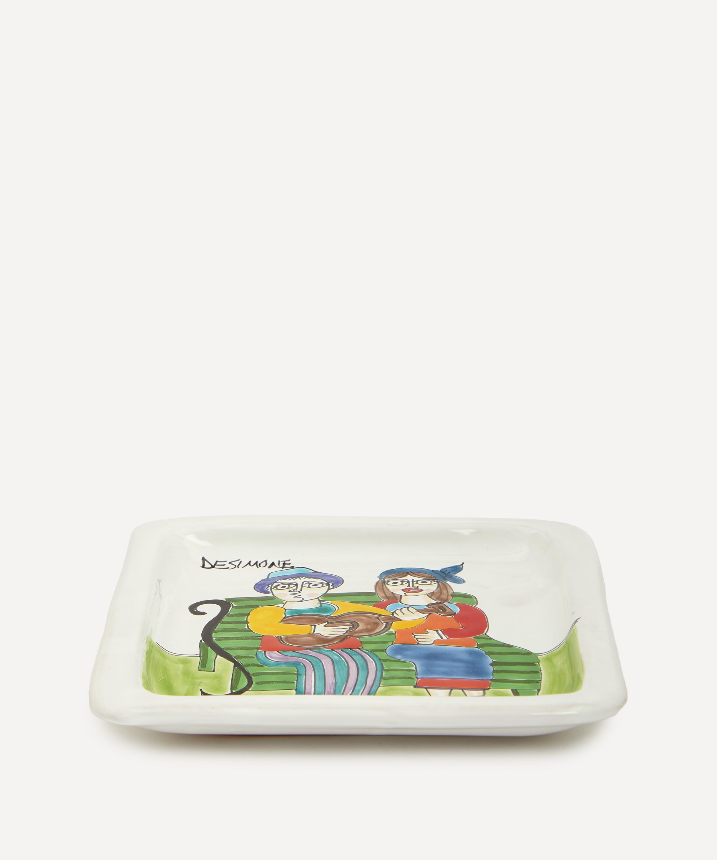 Ceramiche De Simone - Lovers on Bench Square Plate image number 1