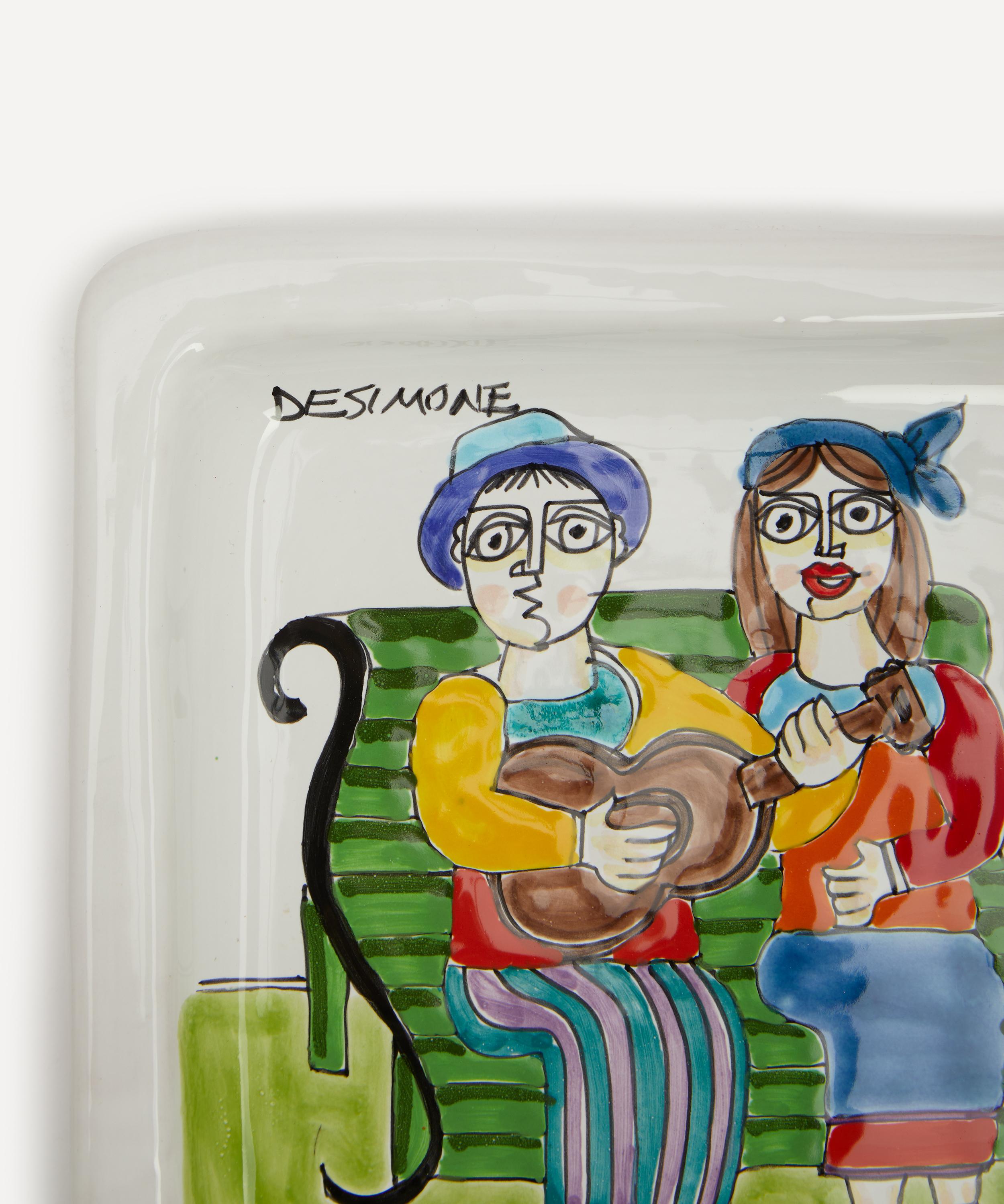Ceramiche De Simone - Lovers on Bench Square Plate image number 3