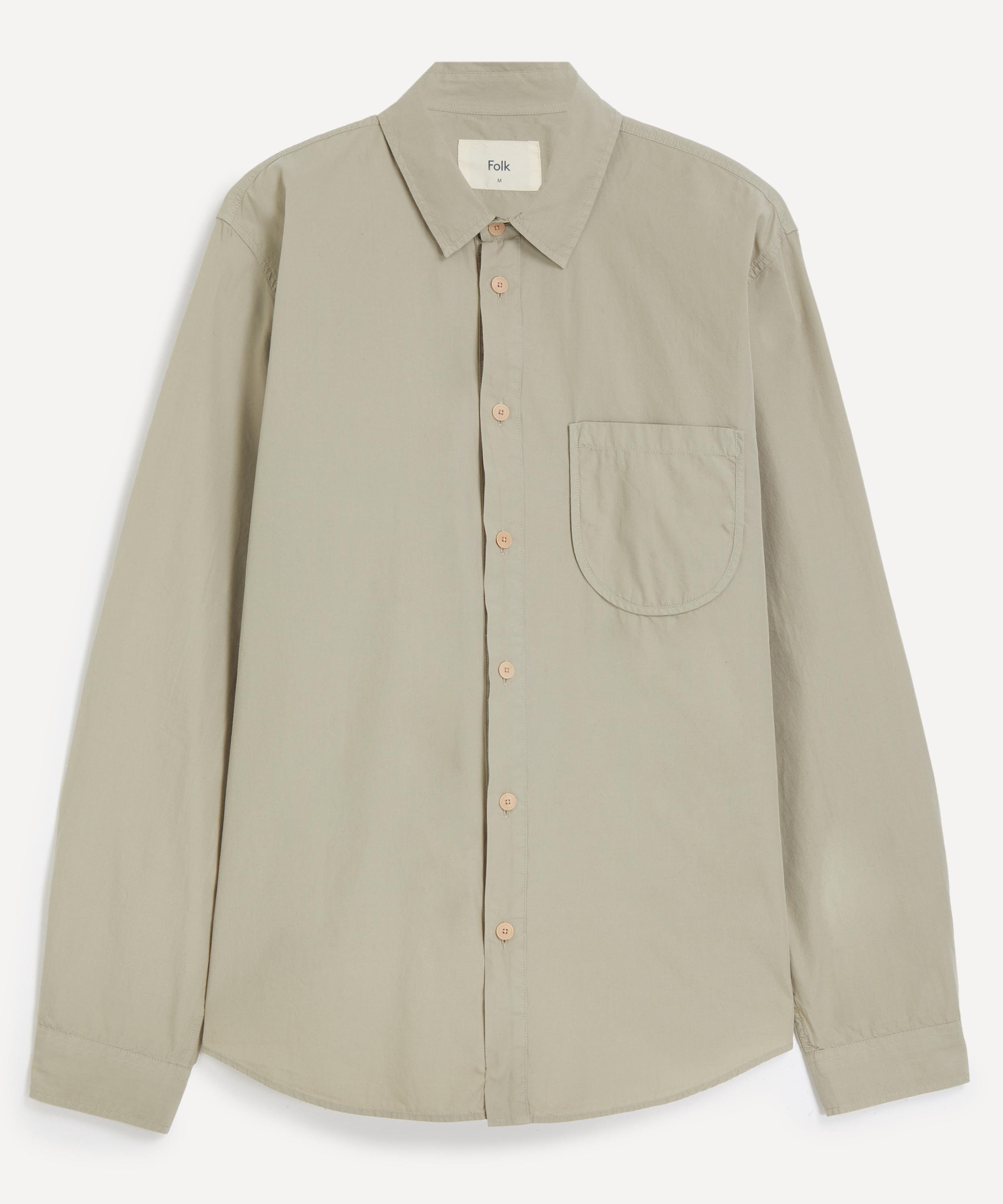 Folk - Herringbone Curve Olive Shirt