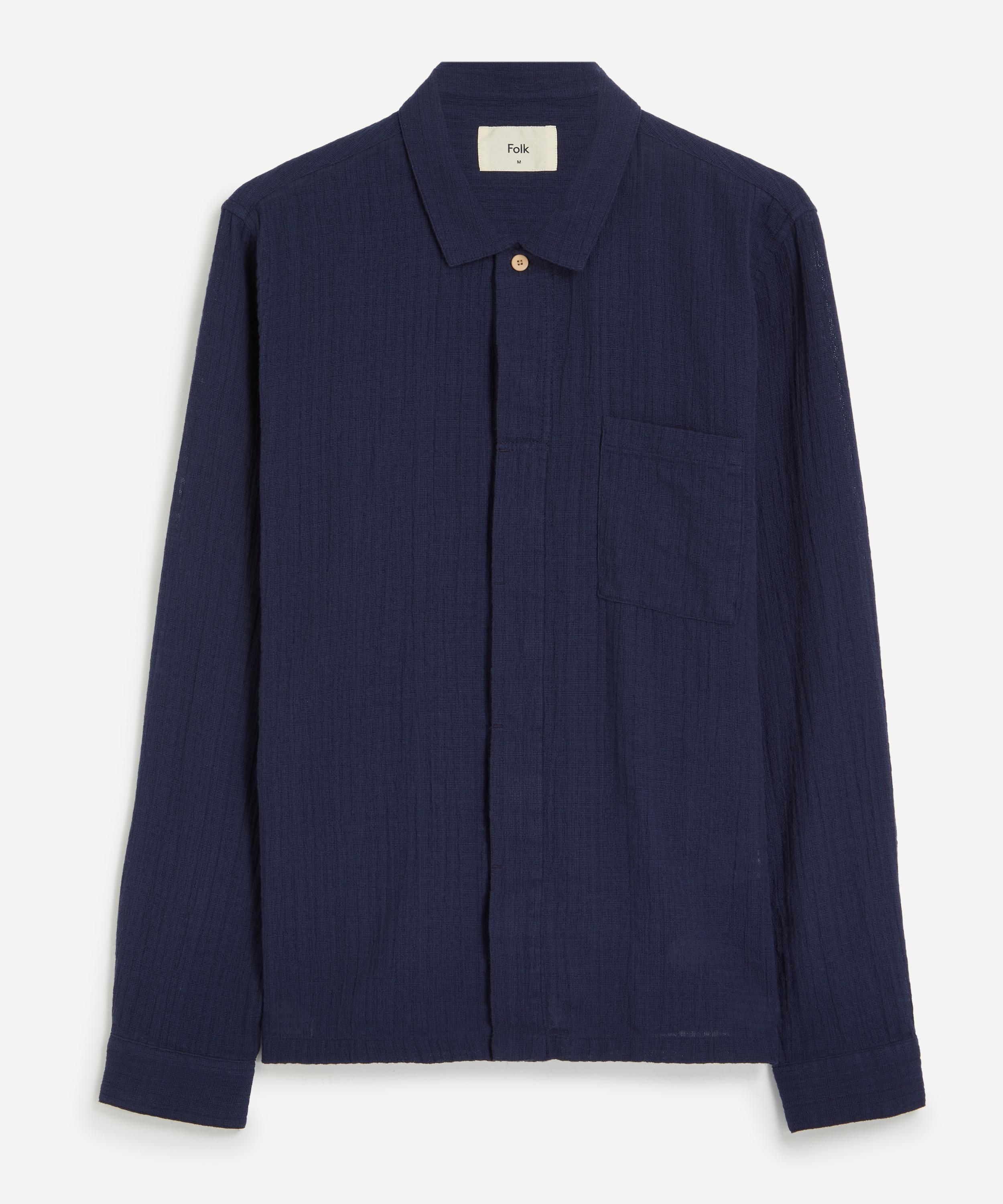 Folk - Navy Openweave Patch Shirt