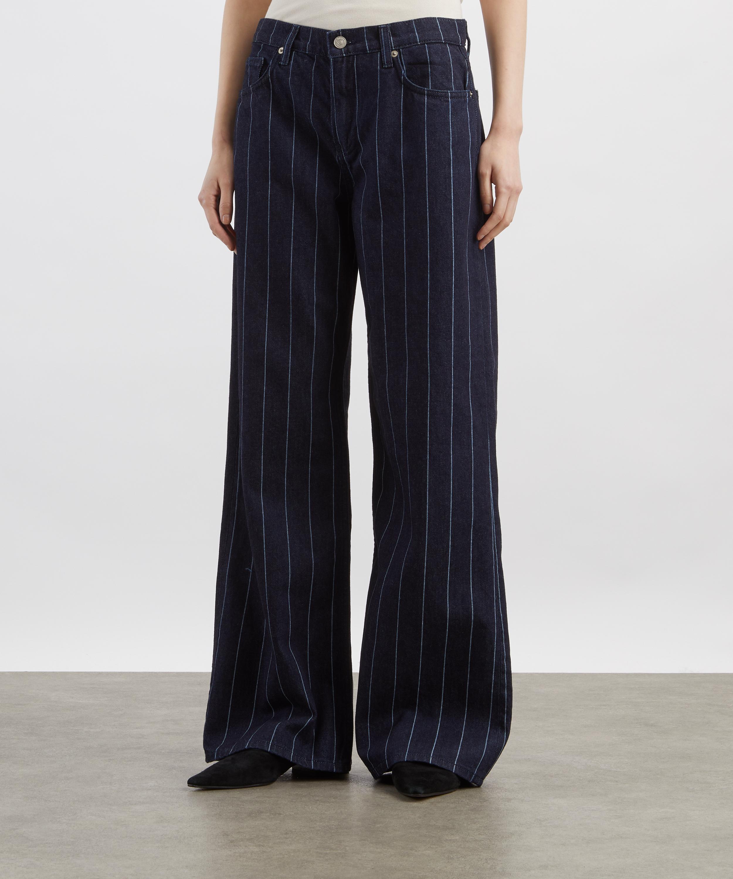 Reformation - Cary Low-Rise Slouchy Wide-Leg Jeans in Pinstripe Lake image number 2