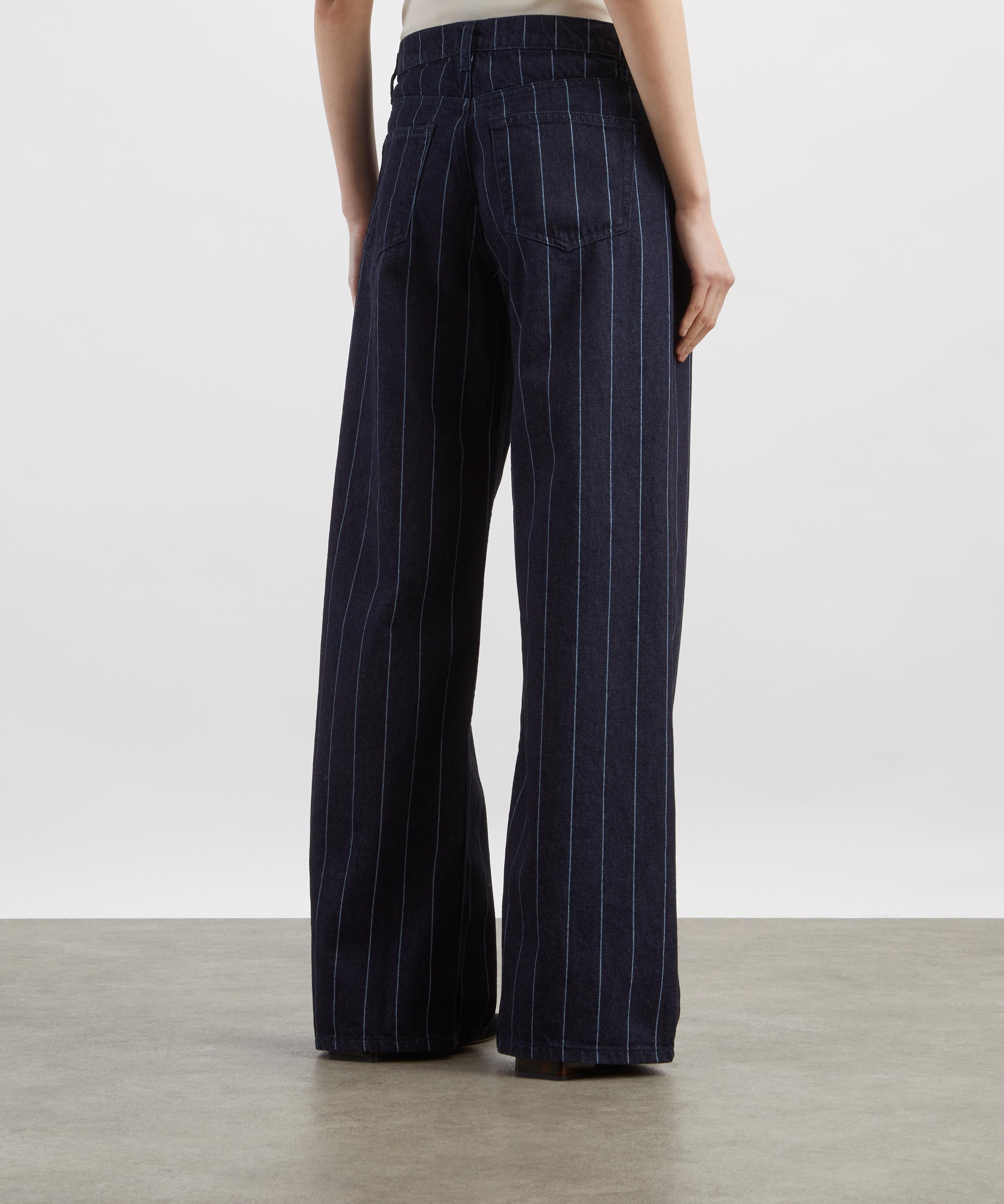 Reformation - Cary Low-Rise Slouchy Wide-Leg Jeans in Pinstripe Lake image number 3