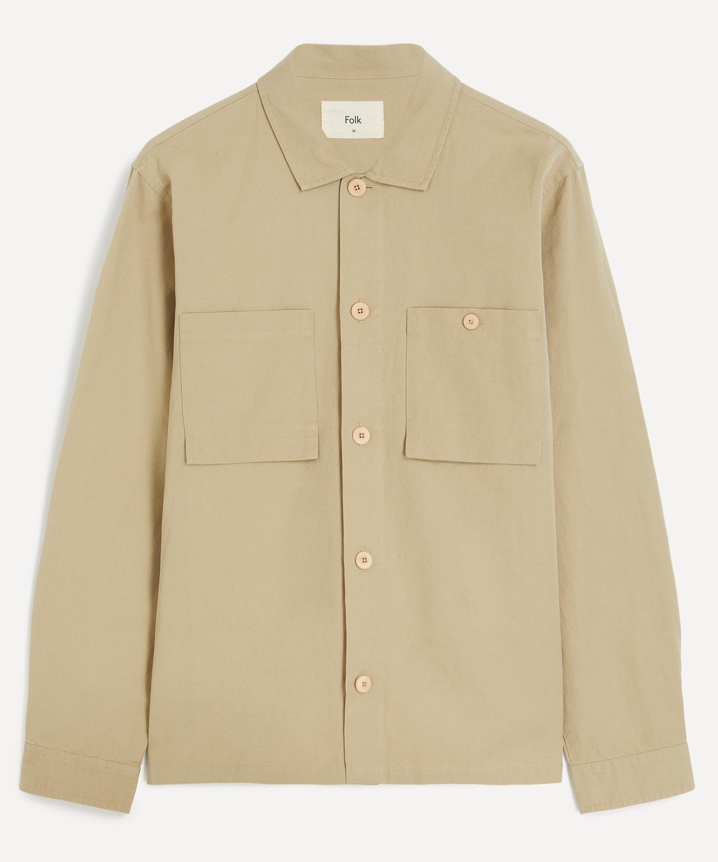 Folk - Patch Linen-Blend Overshirt