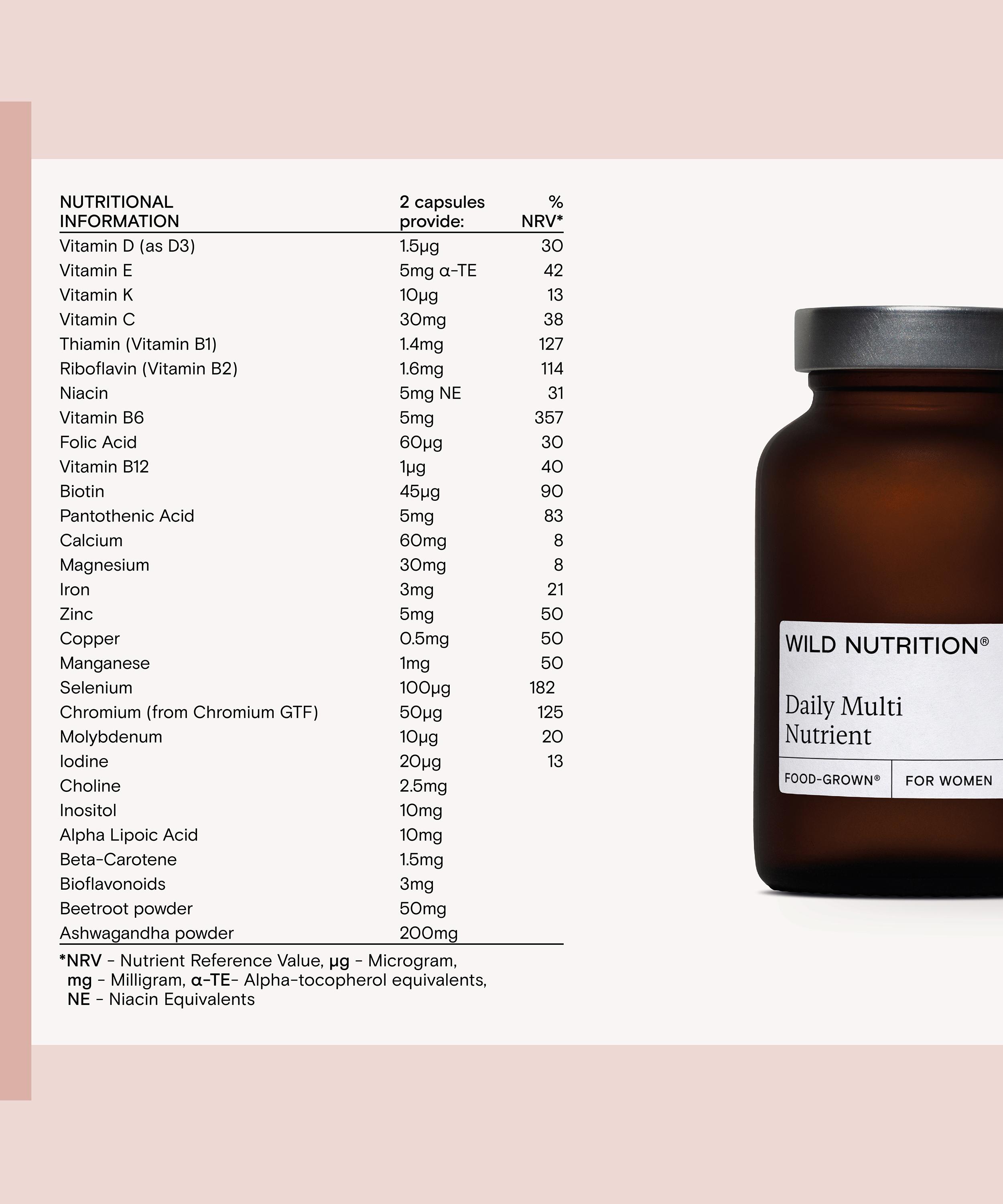 Wild Nutrition - Food Grown Women's Daily Multi Nutrient 60 Capsules image number 4