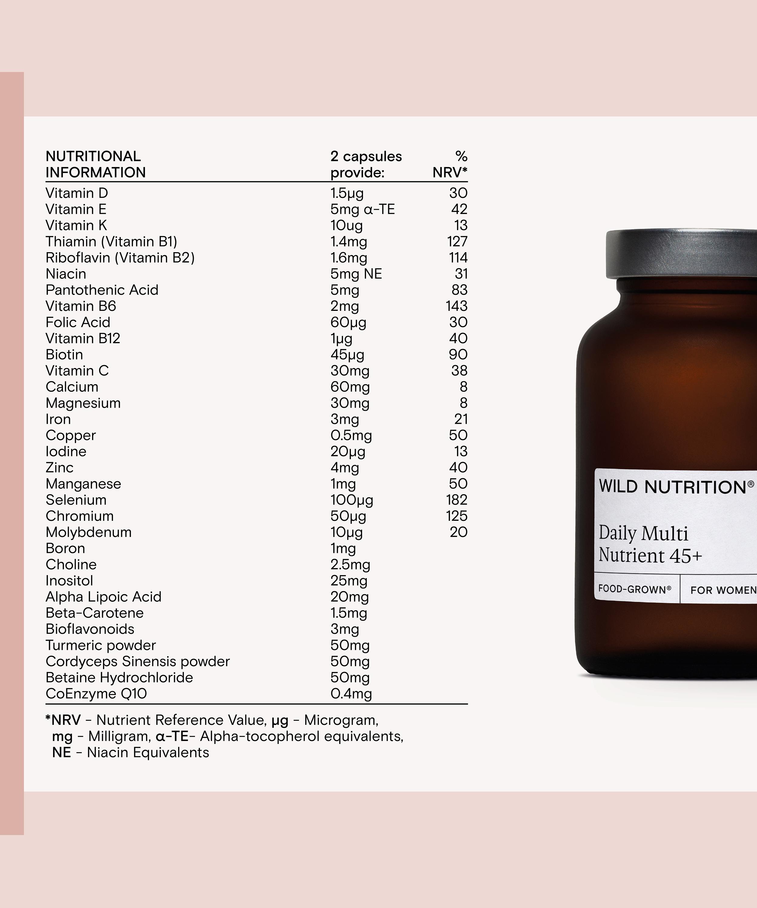 Wild Nutrition - Food Grown Women's 45 Plus Daily Multi-Nutrient 60 Capsules image number 4