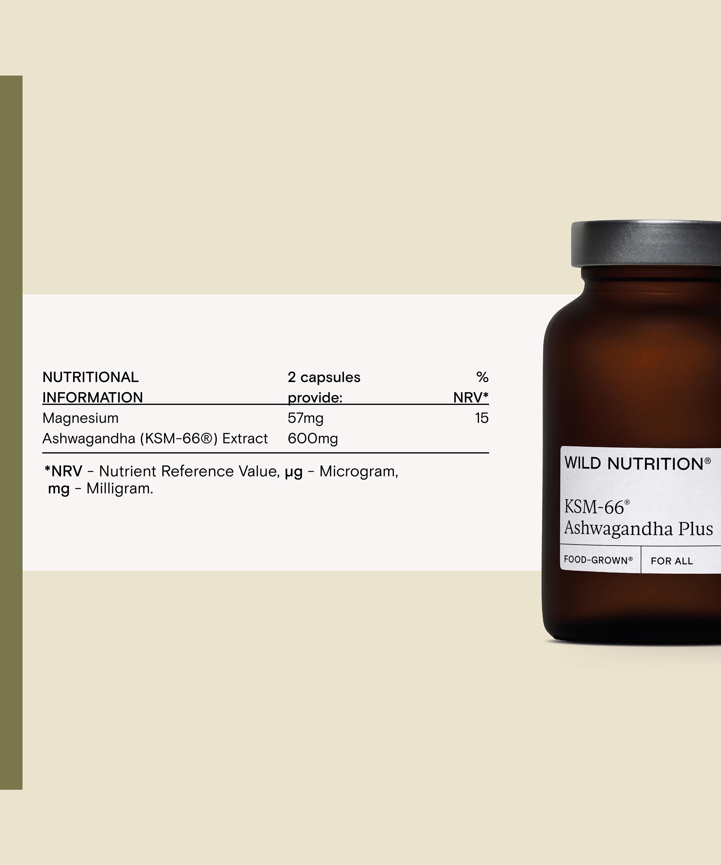 Wild Nutrition - Food Grown KSM-66 Ashwagandha Plus 60 Capsules image number 2