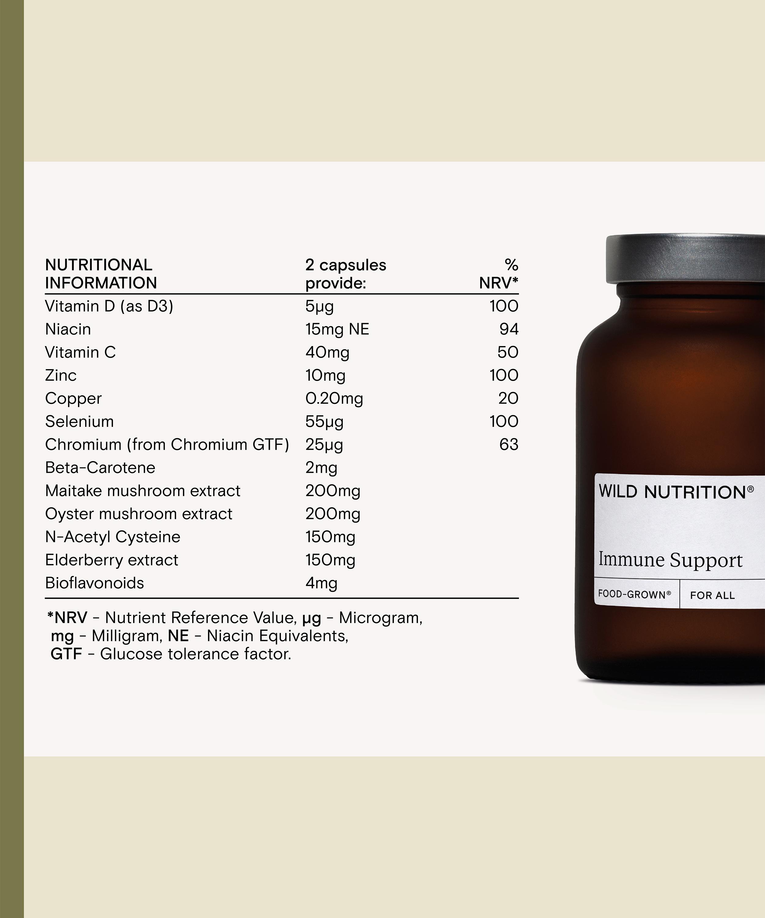 Wild Nutrition - Food Grown Immune Support 60 Capsules image number 1