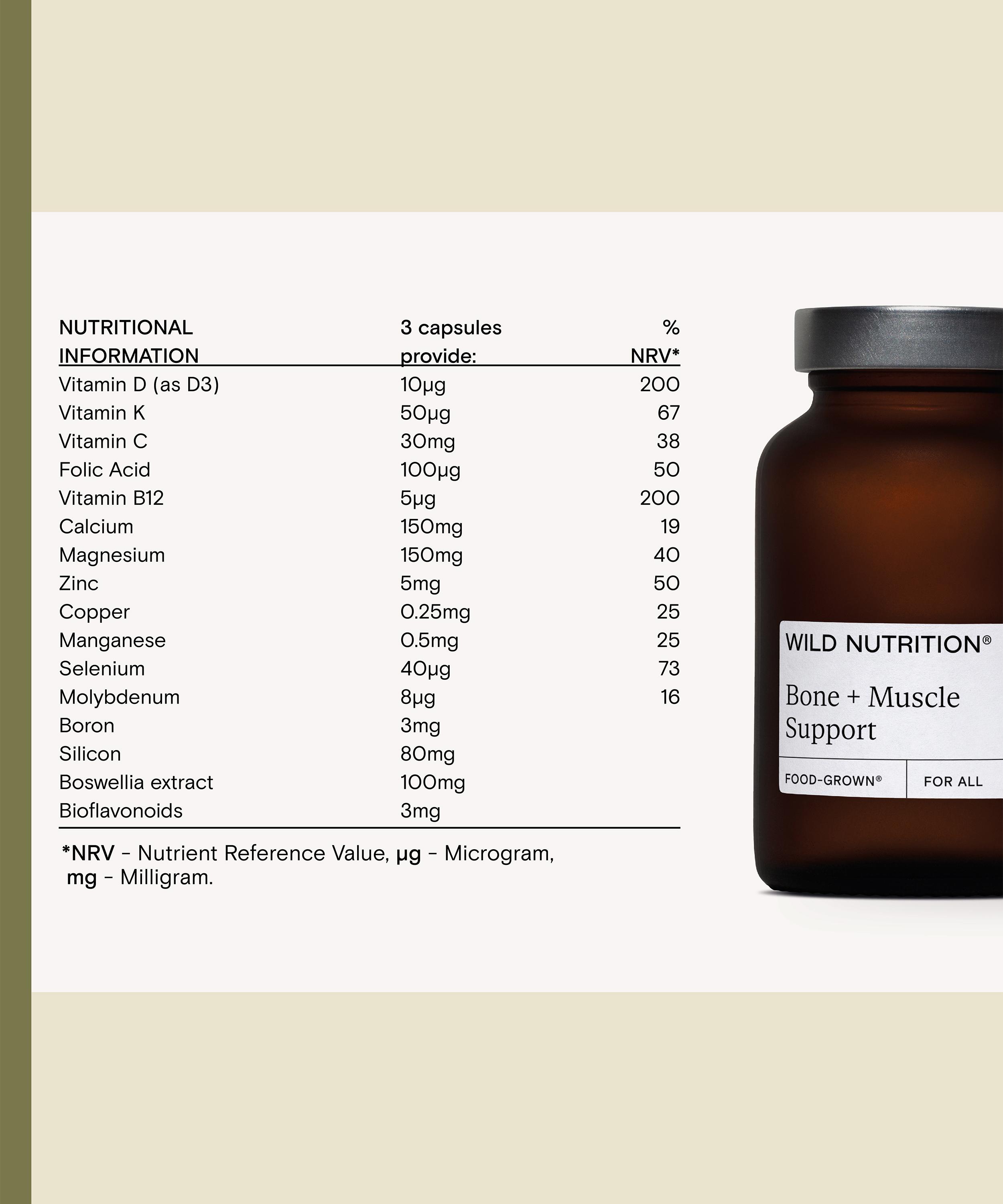 Wild Nutrition - Food Grown Bone Muscle Support 90 Capsules image number 3