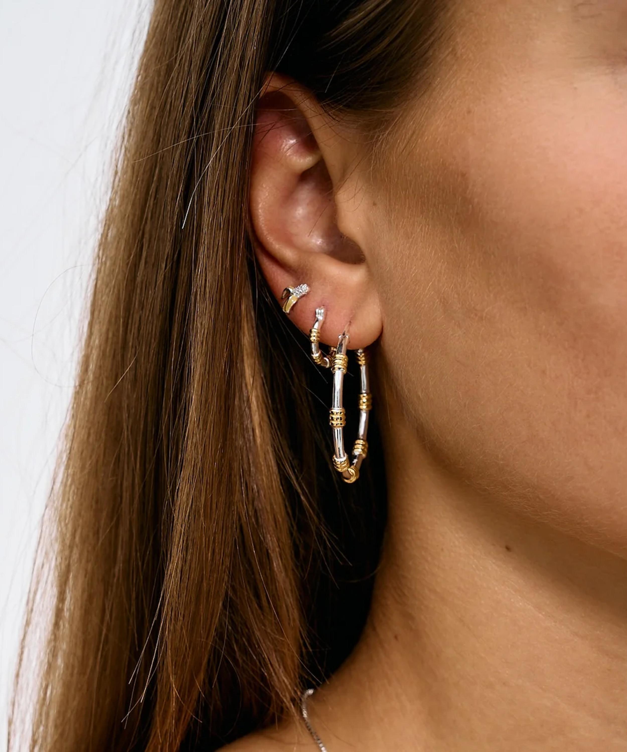 Anna + Nina - Mixed Metal Dual Hoop Earrings image number 1