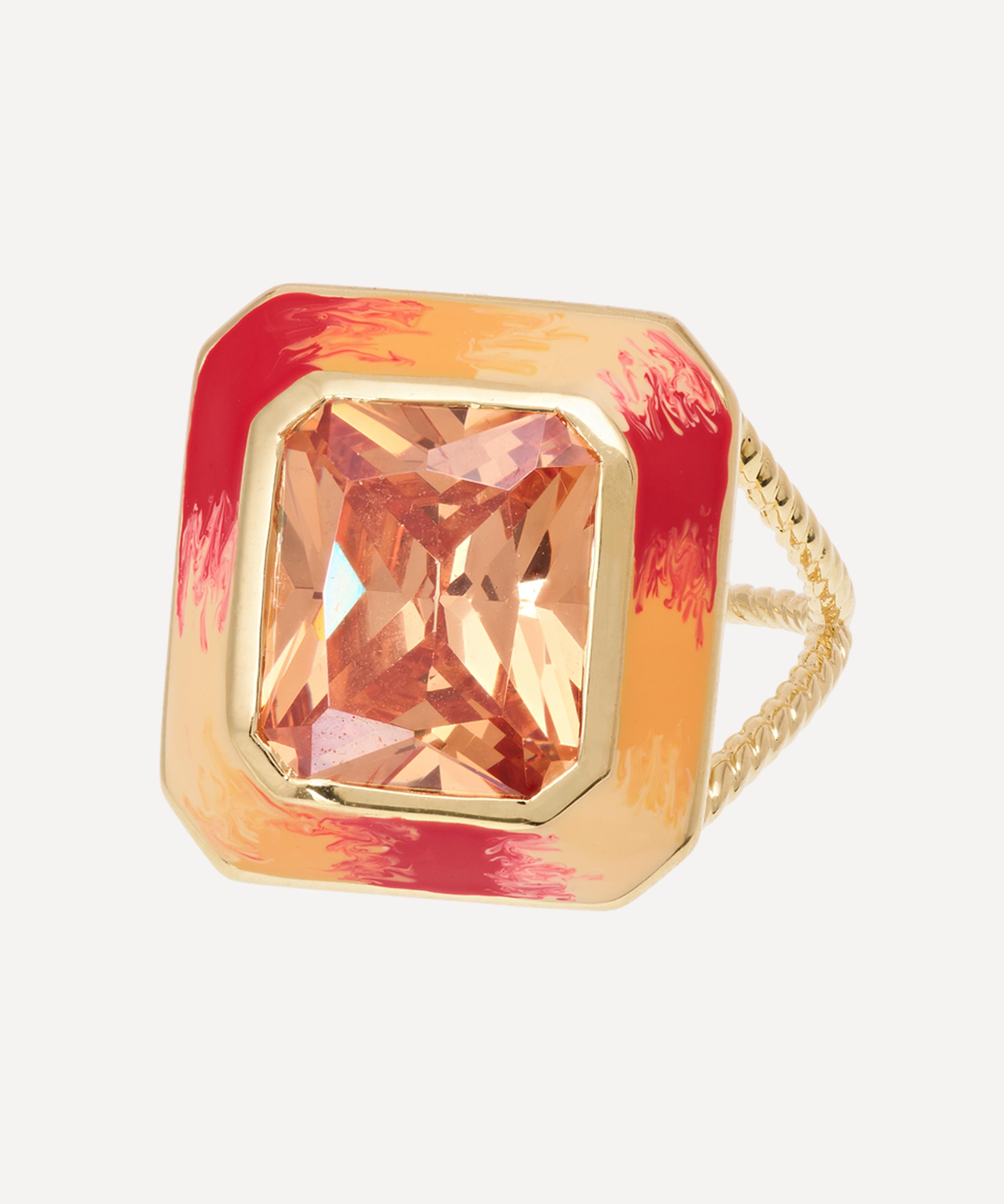 Anna + Nina - Gold-Plated Alba Rosso Ring