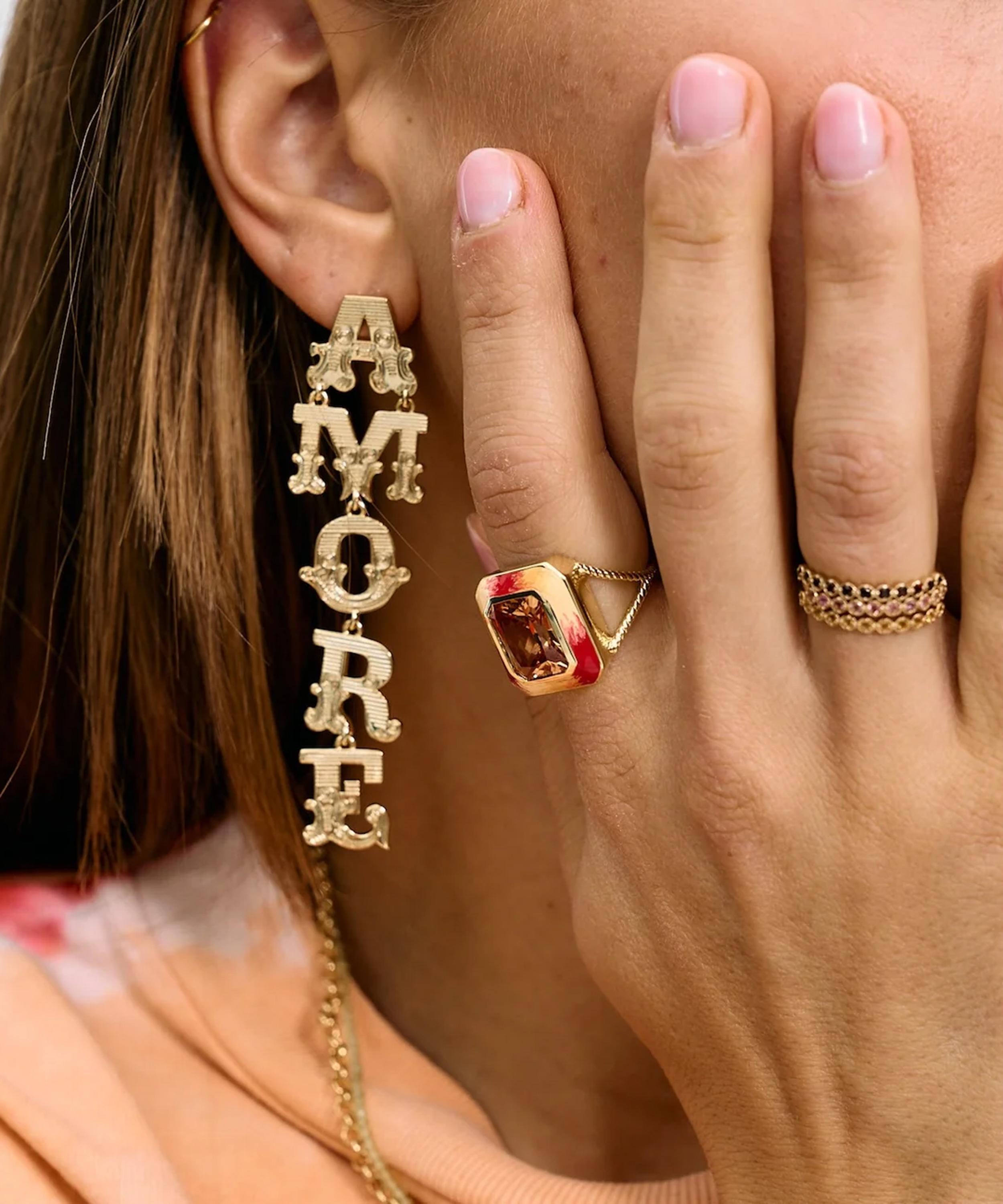 Anna + Nina - Gold-Plated Alba Rosso Ring image number 1