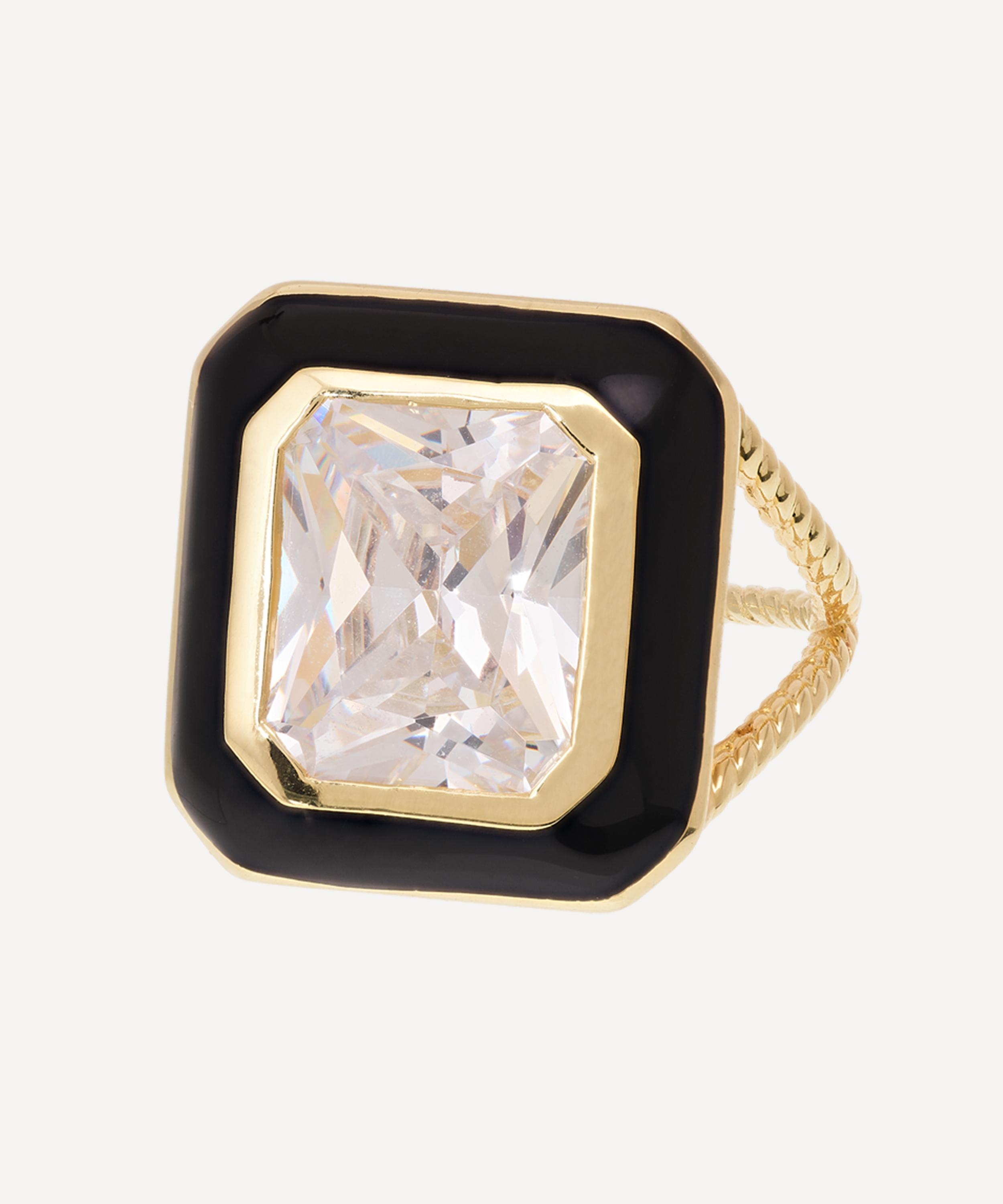 Anna + Nina - Gold-Plated Alba Nero Ring