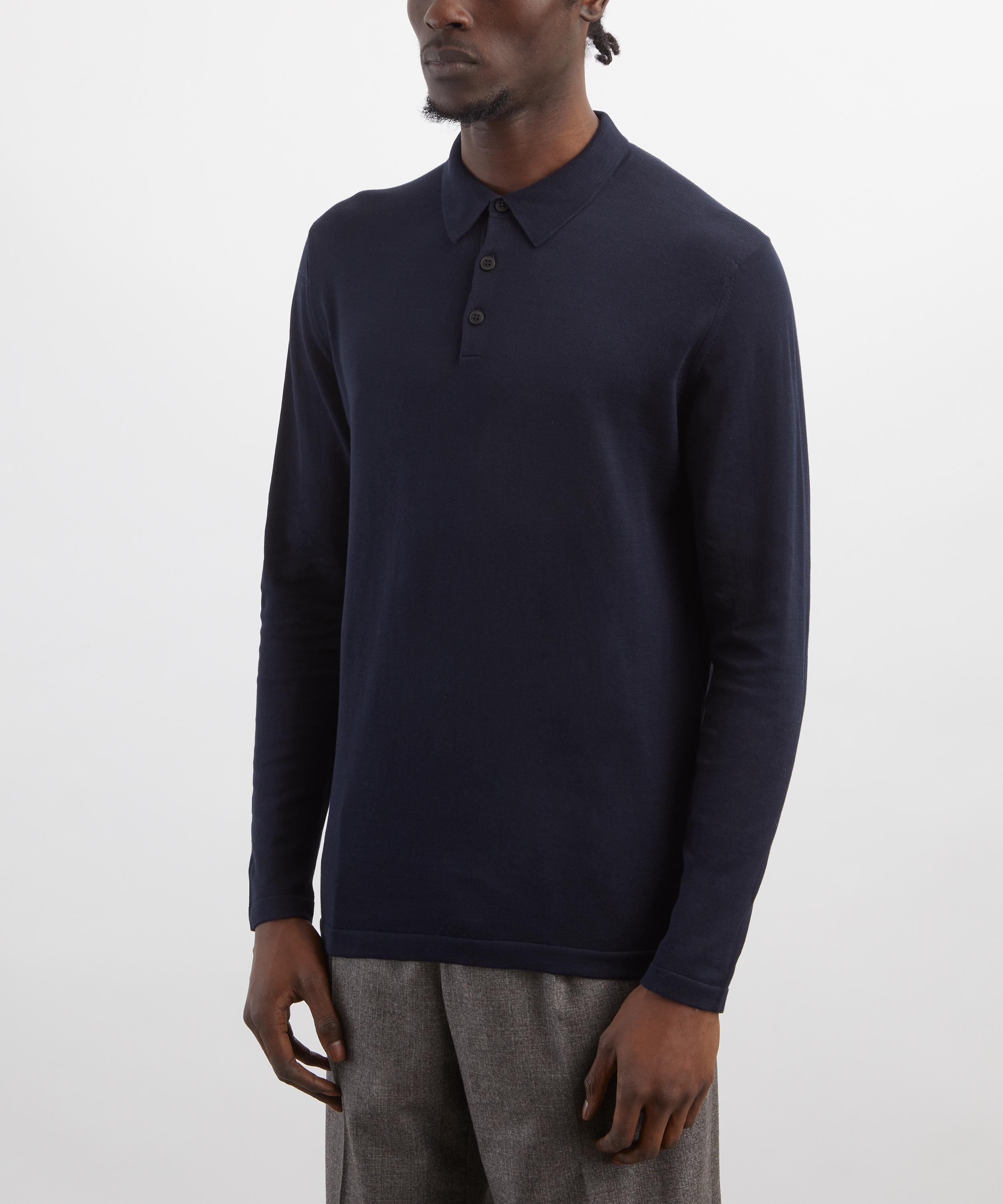 Sunspel - Sea Island Navy Cotton Polo image number 2