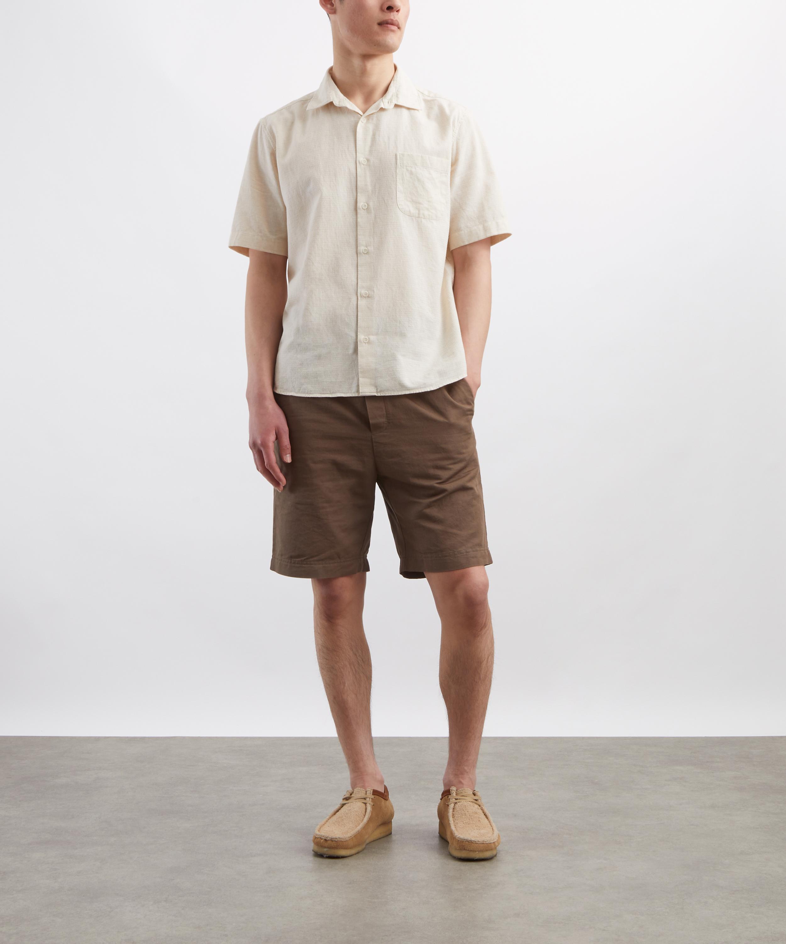 Sunspel - Natural Textured Short-Sleeve Shirt image number 1