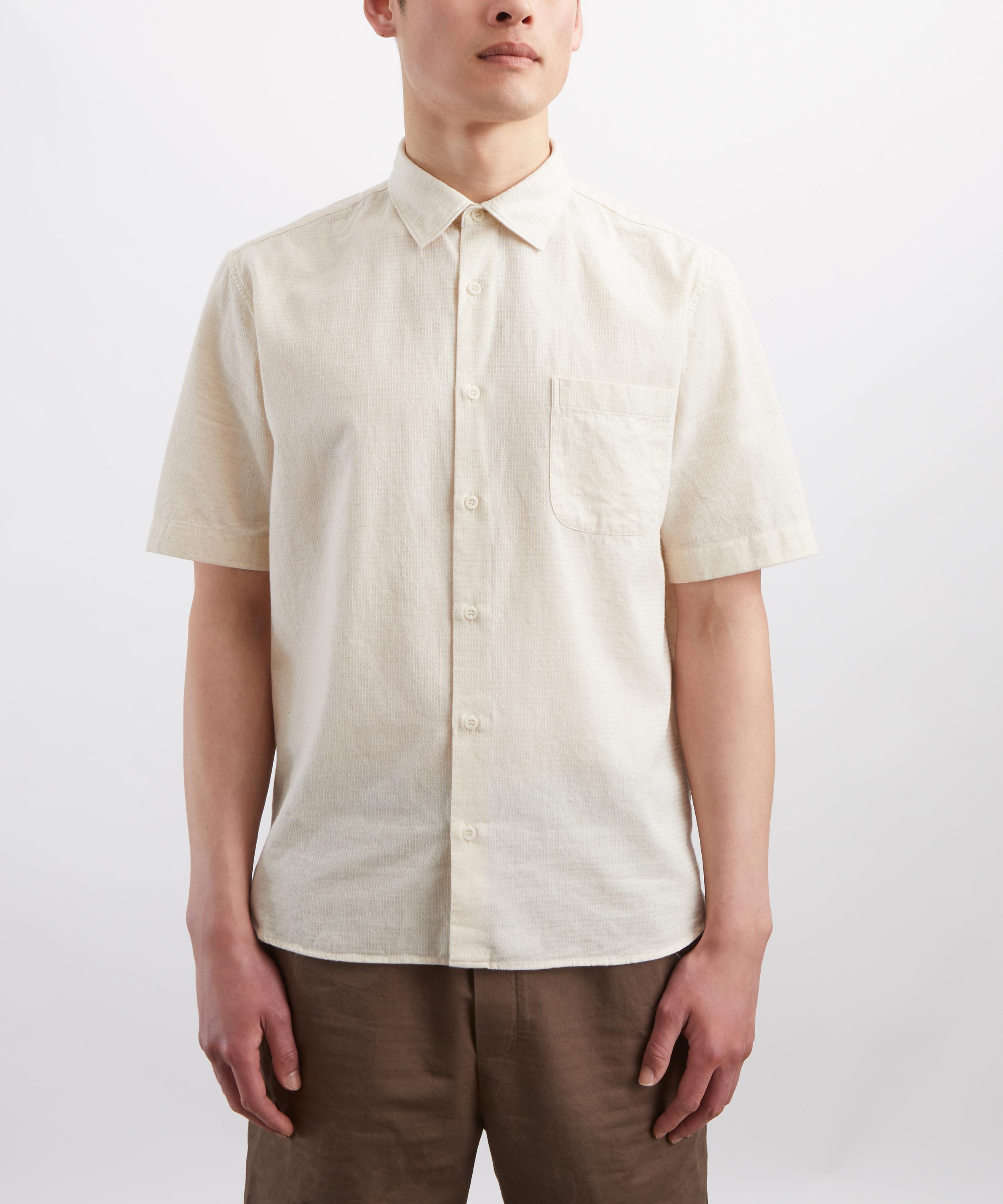 Sunspel - Natural Textured Short-Sleeve Shirt image number 2