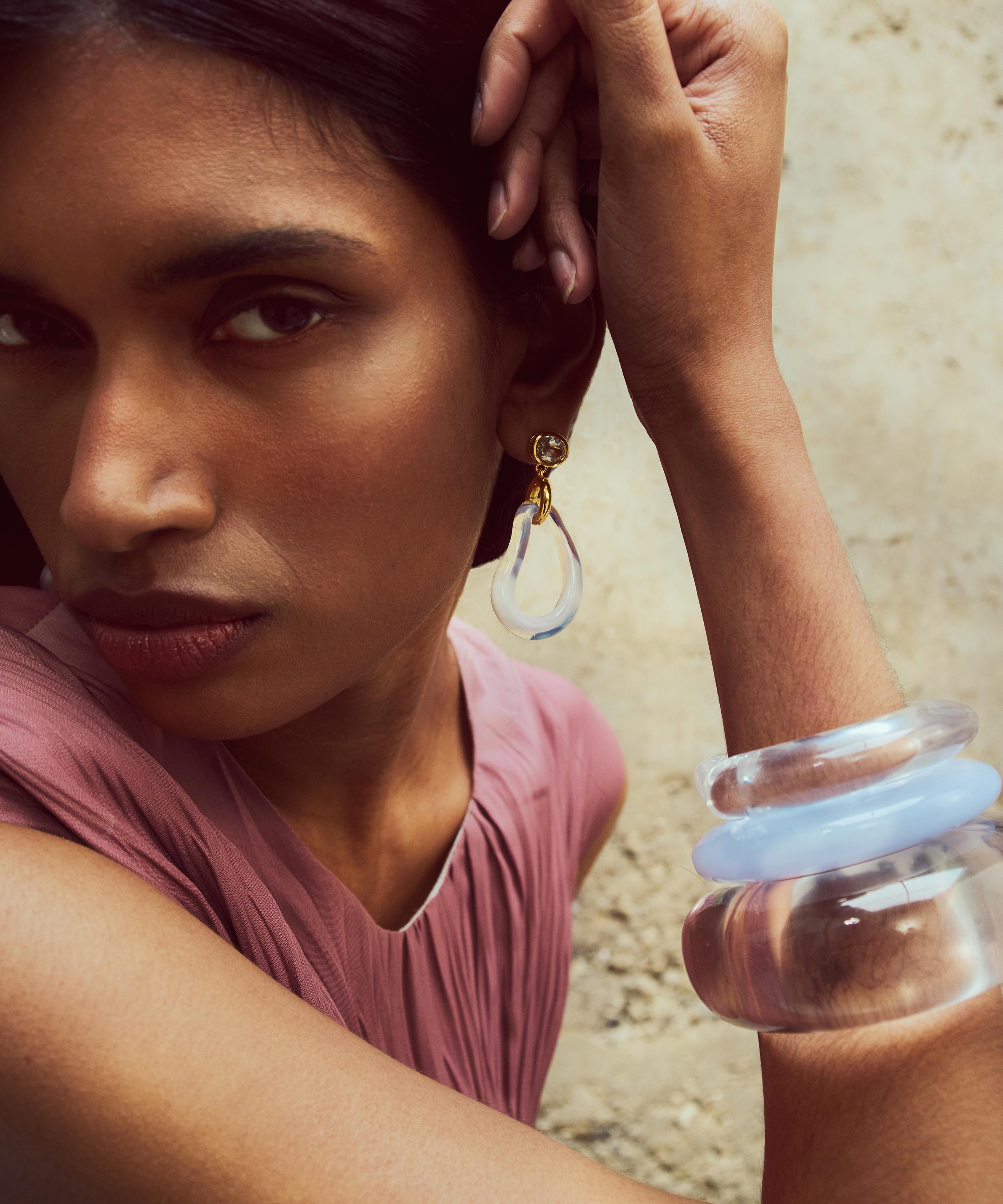 Lizzie Fortunato - Marbled Blue Lace Ridge Cuff Bracelet image number 1