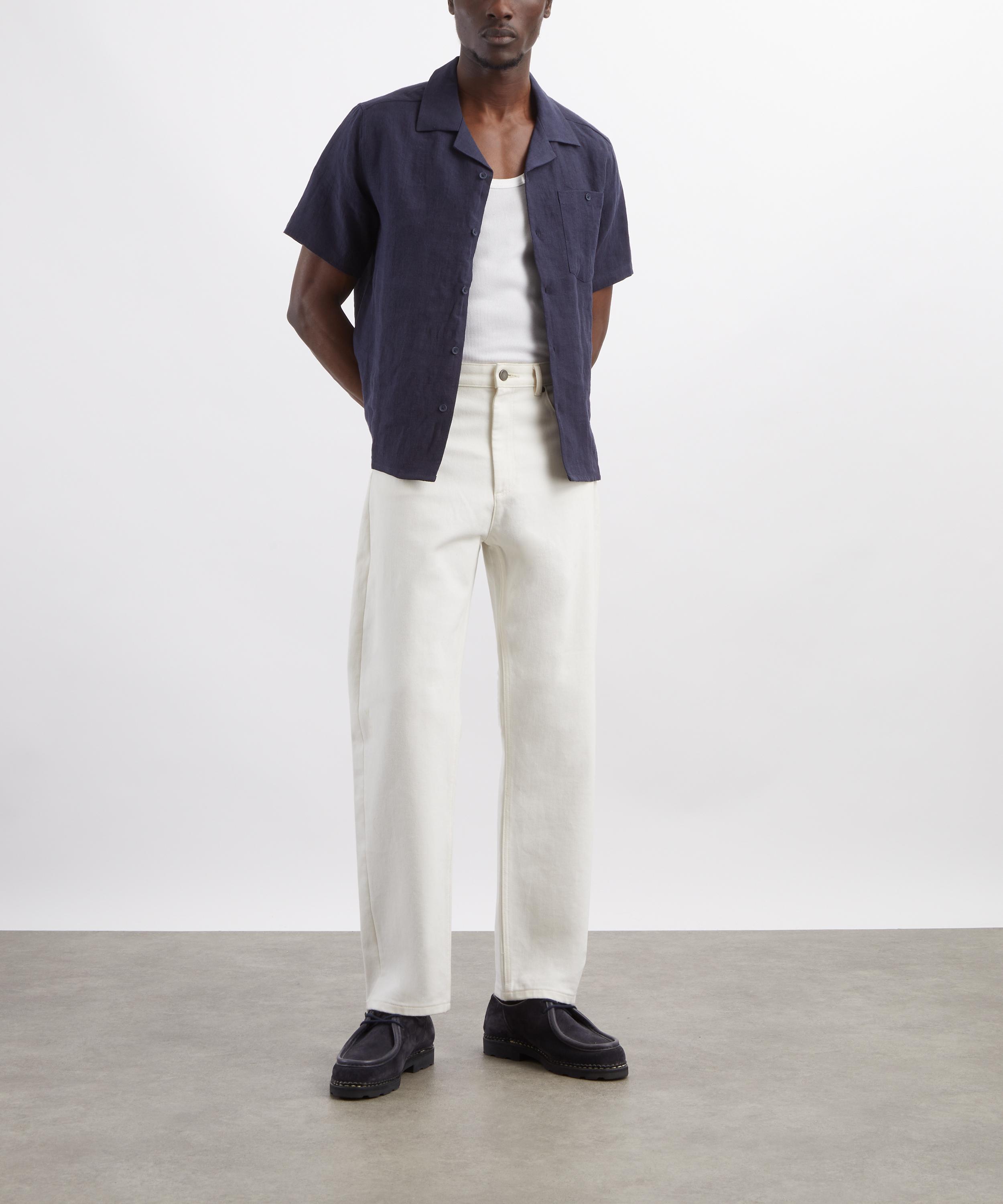 Percival - Navy Cuban Collared Linen Shirt image number 1