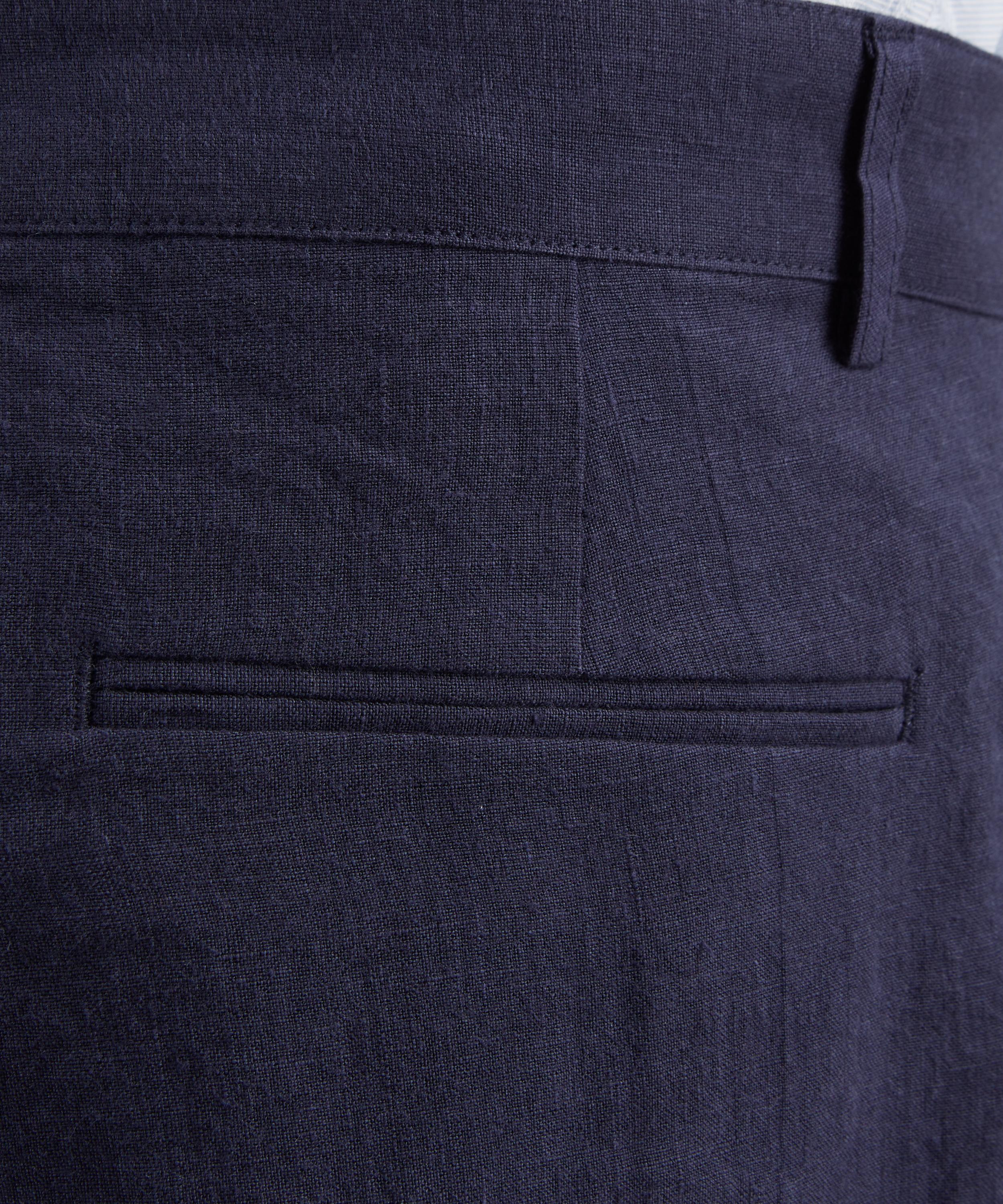 Percival - Navy Pleated Linen Shorts image number 4