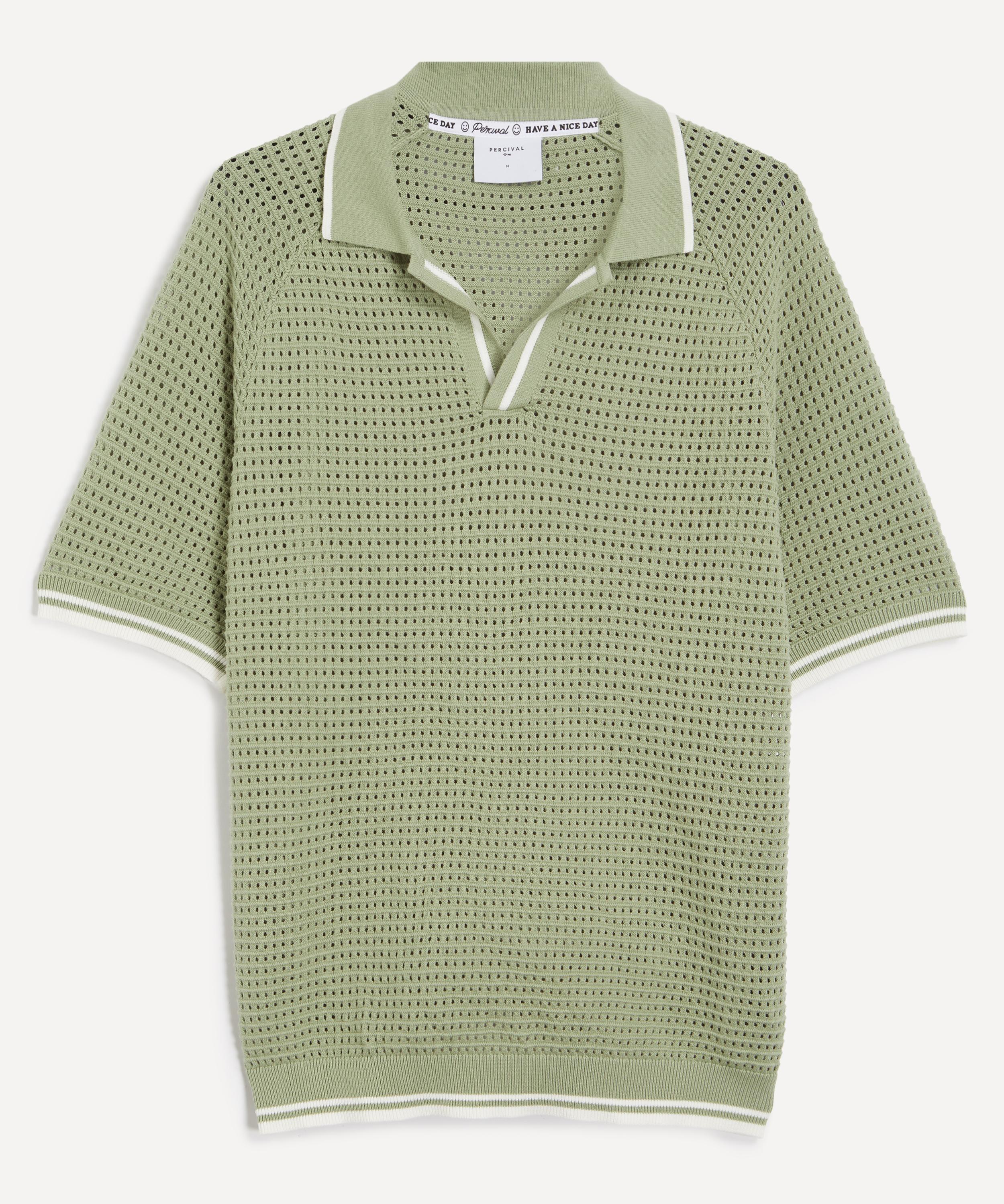 Percival - Sage Tennis Boxy Knitted Polo