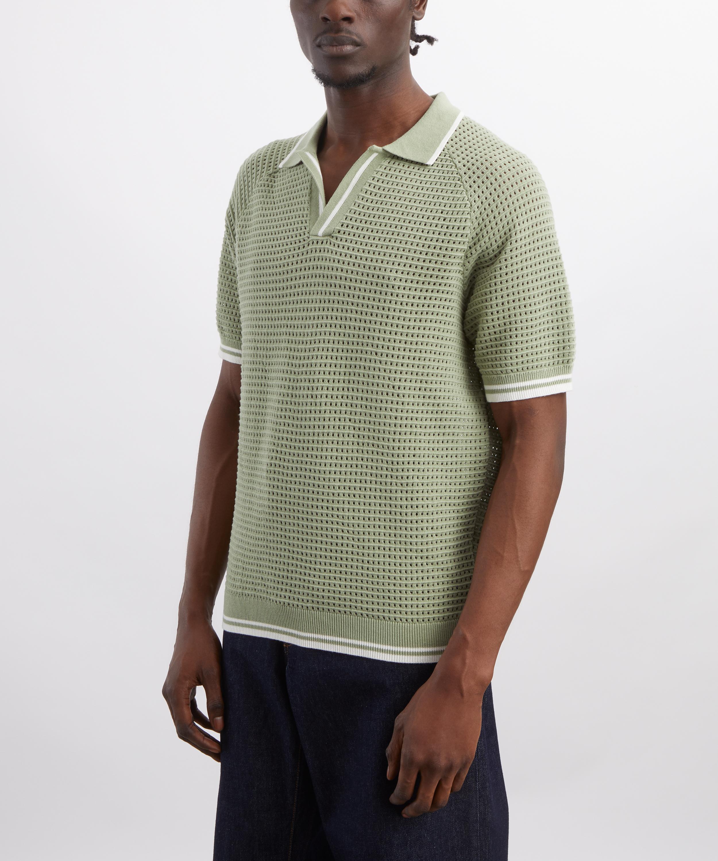 Percival - Sage Tennis Boxy Knitted Polo image number 2