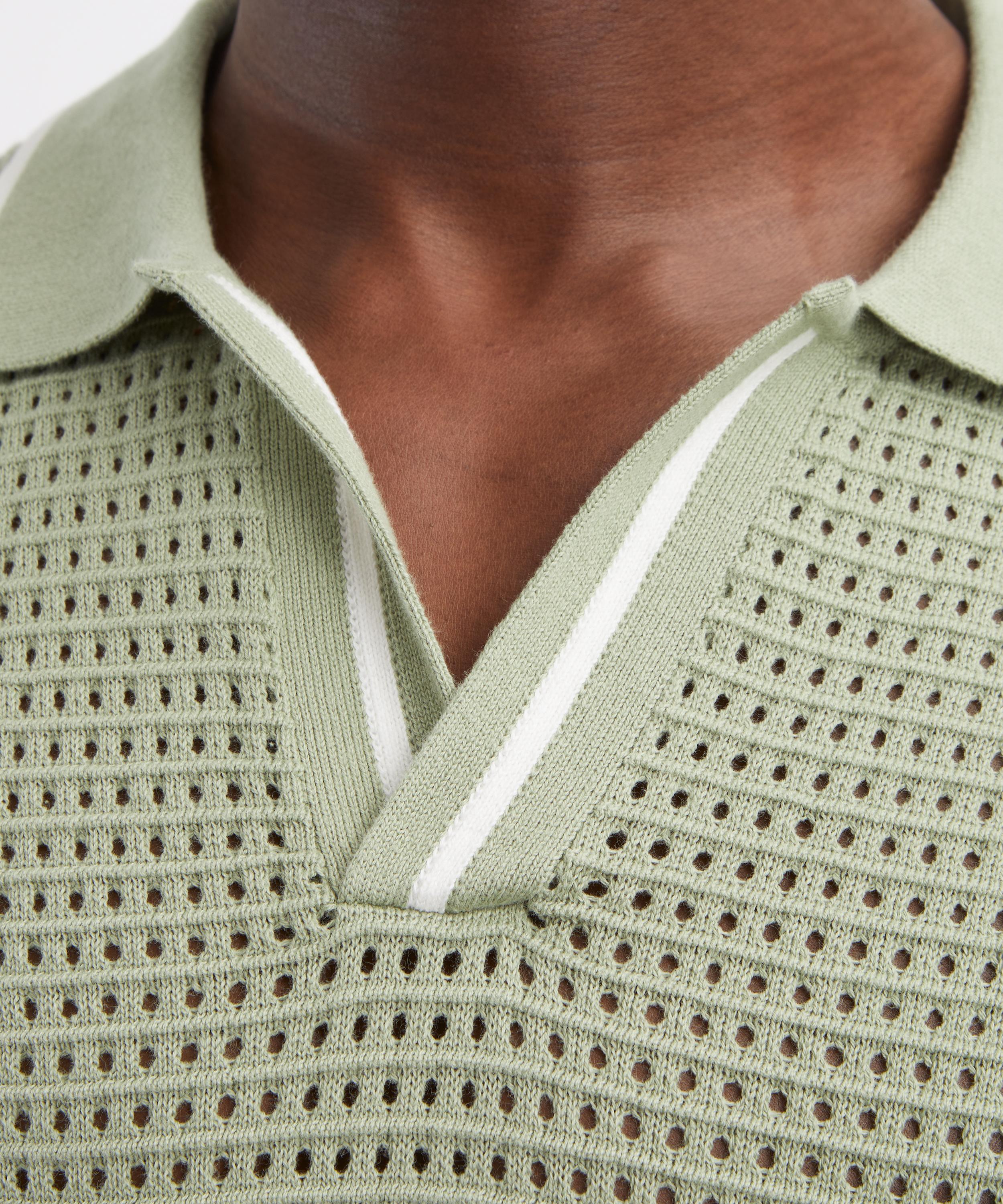 Percival - Sage Tennis Boxy Knitted Polo image number 4